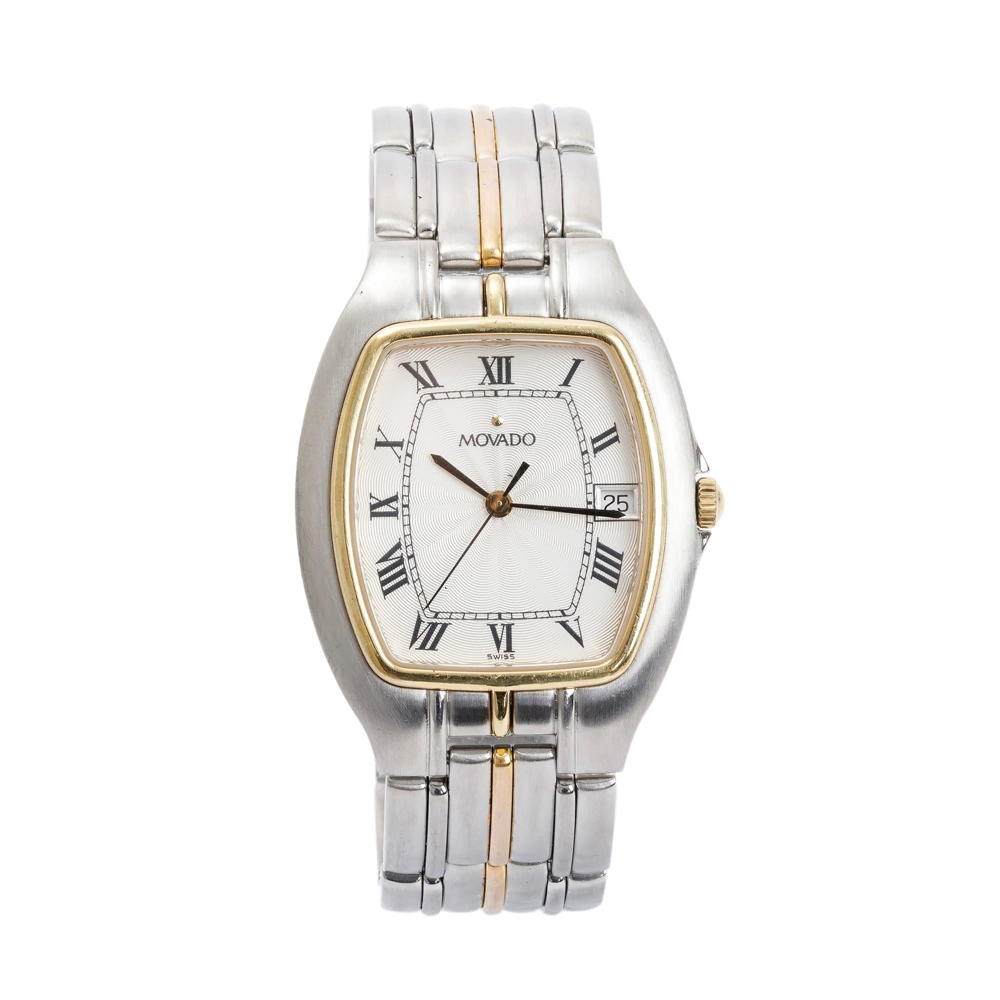 Movado Vintage Two-Tone Stainless Steel Guilloche Dial 32 MM Watch