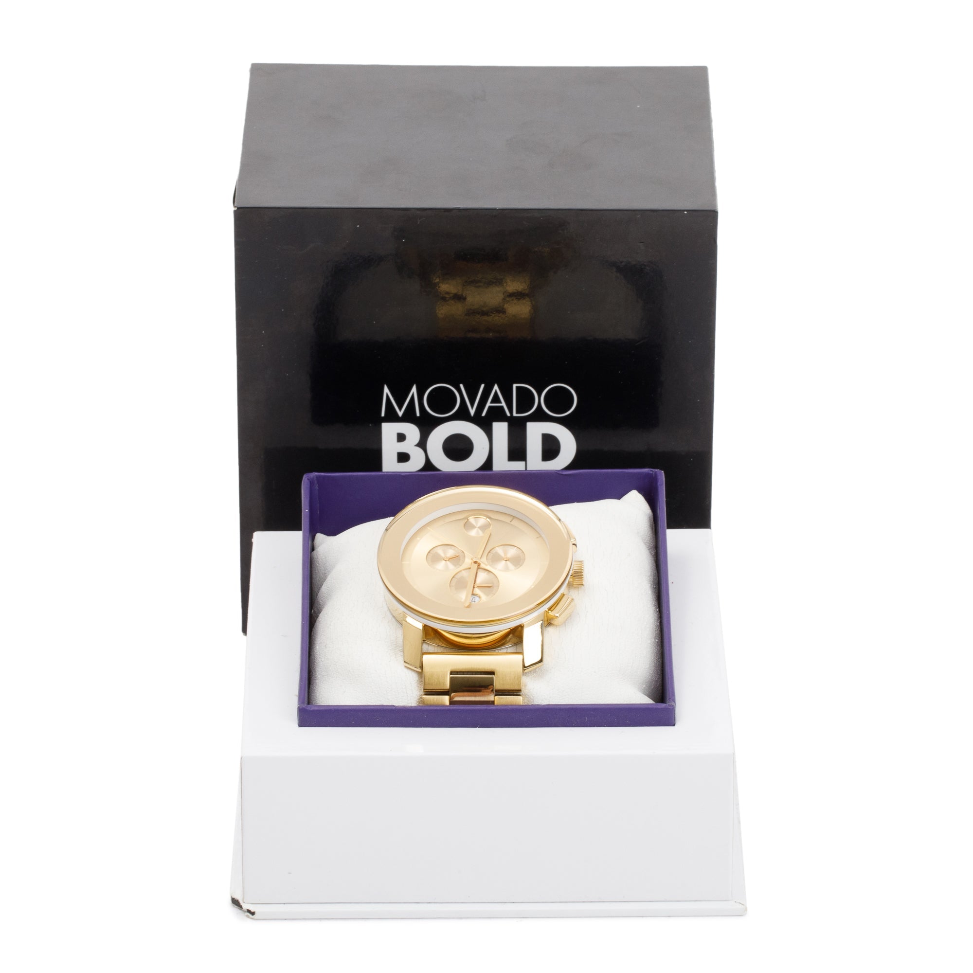 Movado Yellow Gold Plated Stainless Steel Bold Evolution 44 MM Watch w/ Box