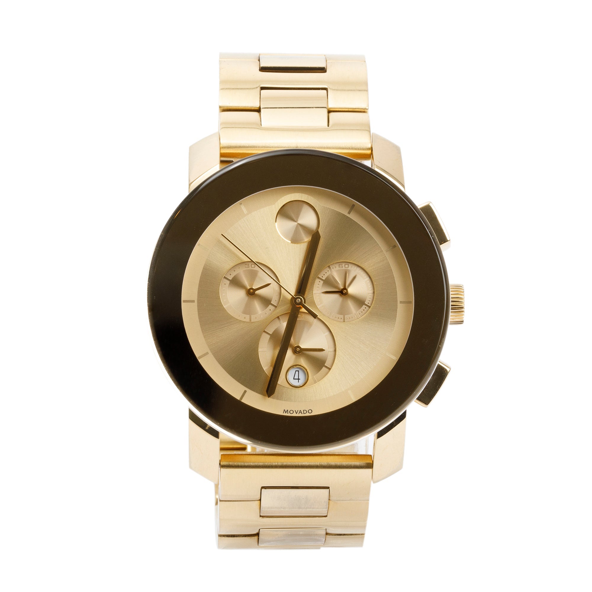 Movado Yellow Gold Plated Stainless Steel Bold Evolution 44 MM Watch w/ Box