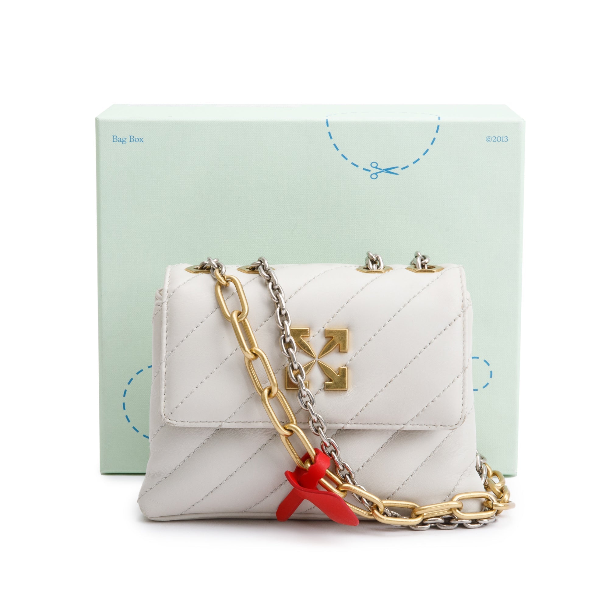 Off-White White Quilted Leather Small Jackhammer 19 Shoulder Bag w/ Box