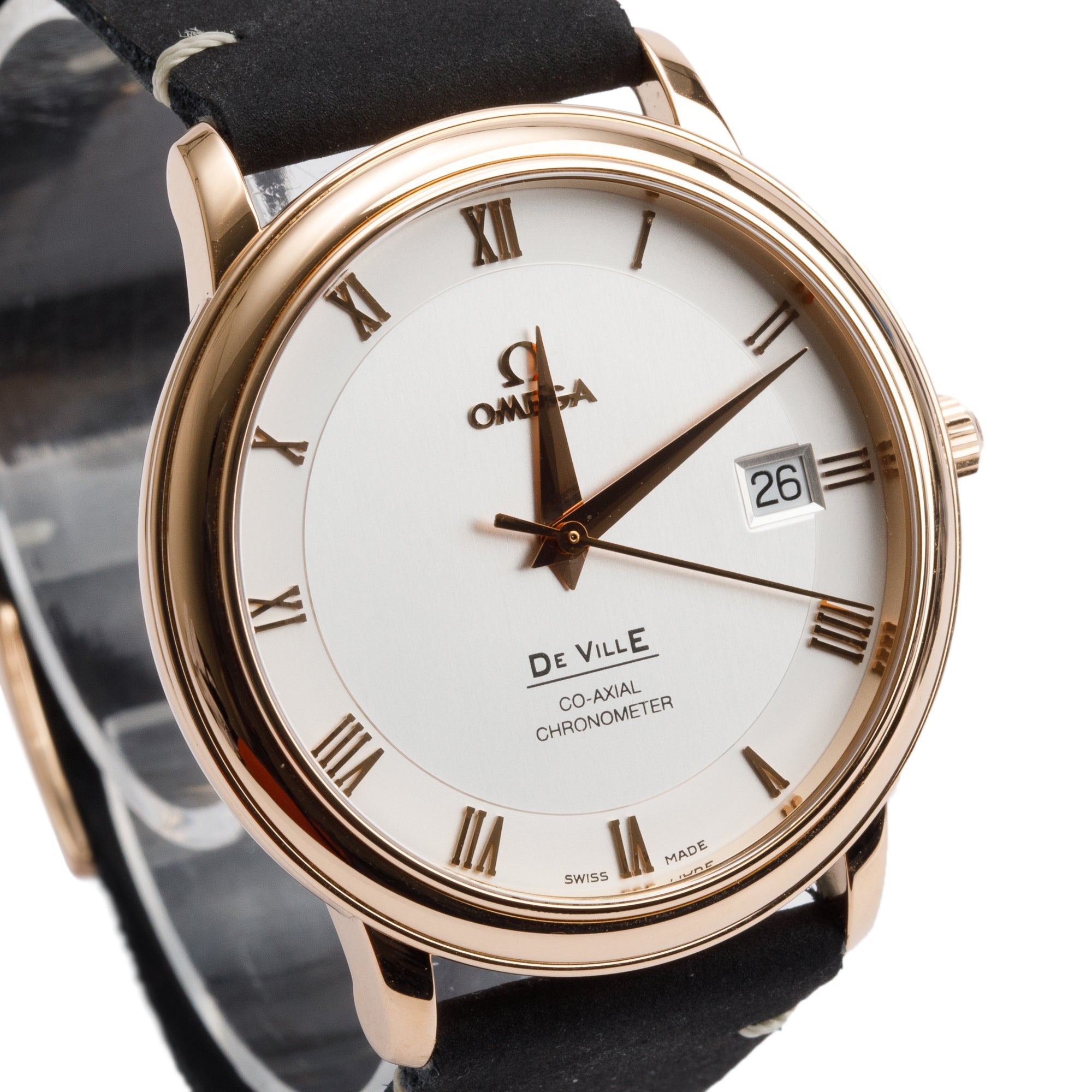 Omega 18k Rose Gold De Ville Prestige 36.5 MM Automatic Watch