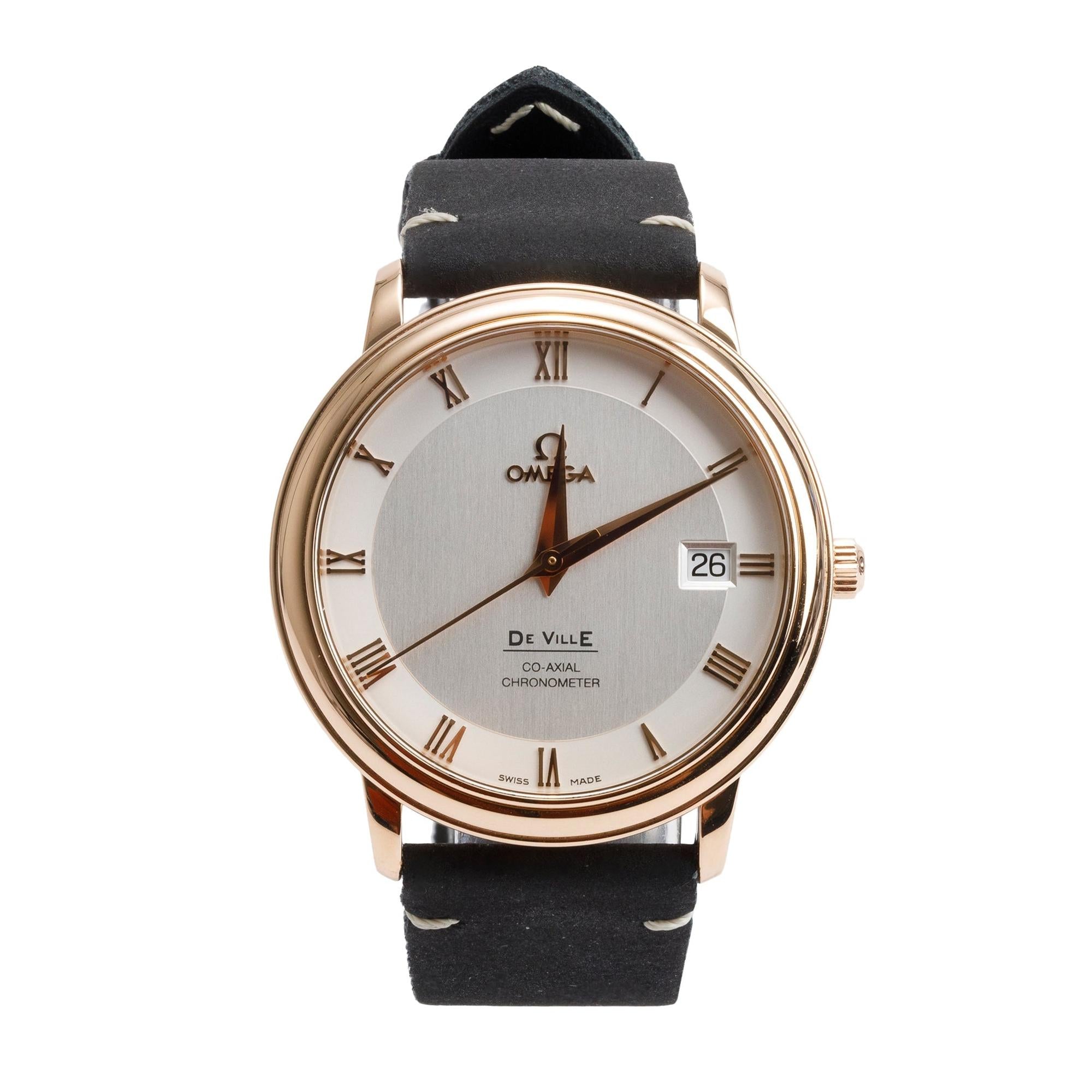 Omega 18k Rose Gold De Ville Prestige 36.5 MM Automatic Watch