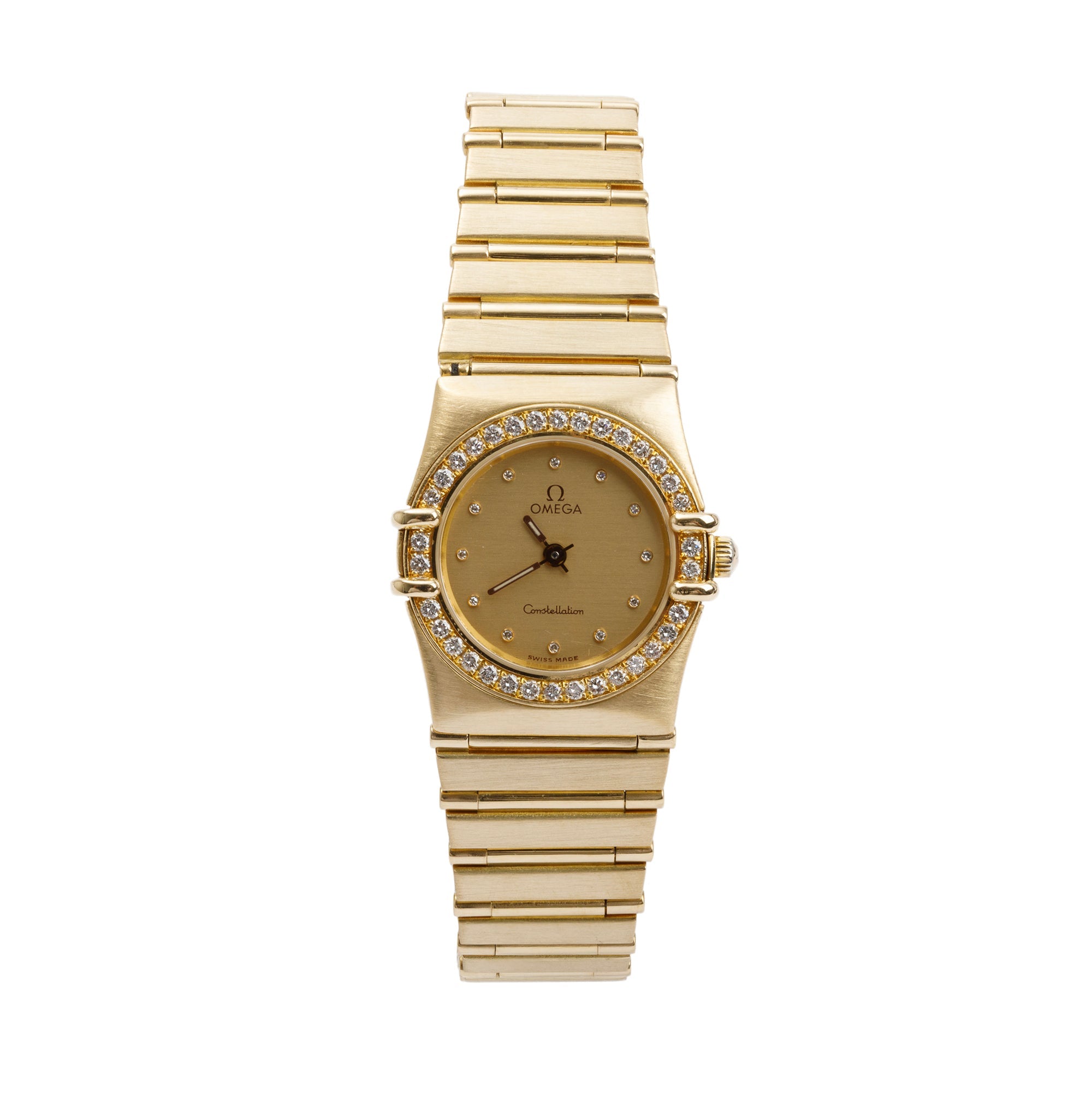 Omega 18k Yellow Gold Constellation 23 MM Diamond Bezel & Dial Watch