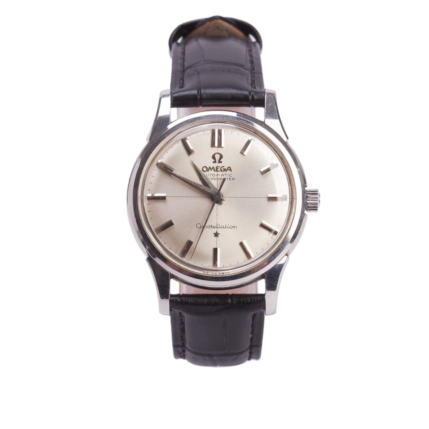 Omega Vintage Stainless Steel Constellation 34 MM Automatic Watch Silver Dial