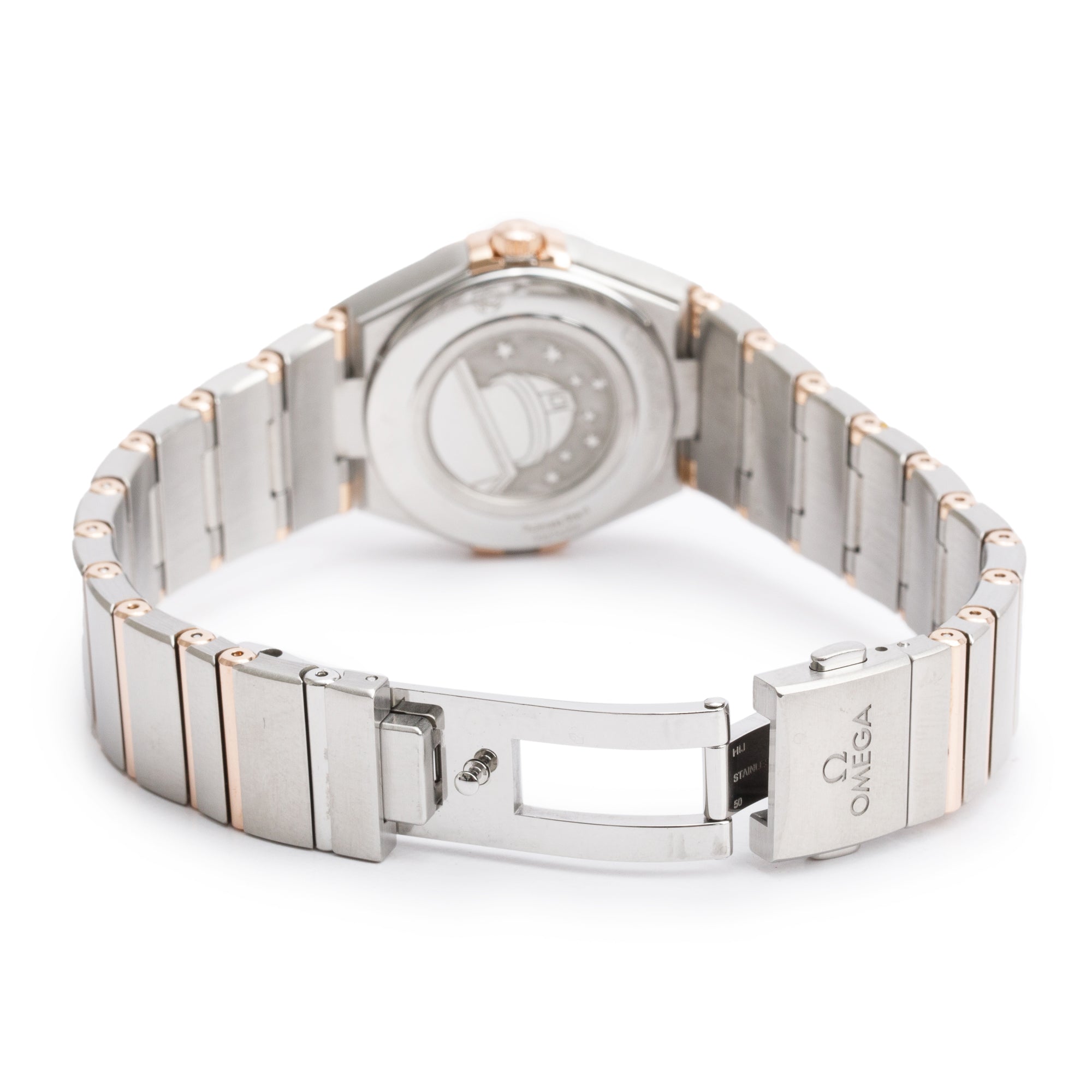 Omega 2023 Stainless Steel & 18k Rose Gold Diamond Bezel & Mother of Pearl Diamond Dial Constellation 28 MM Watch w/ Box, Papers & Receipt