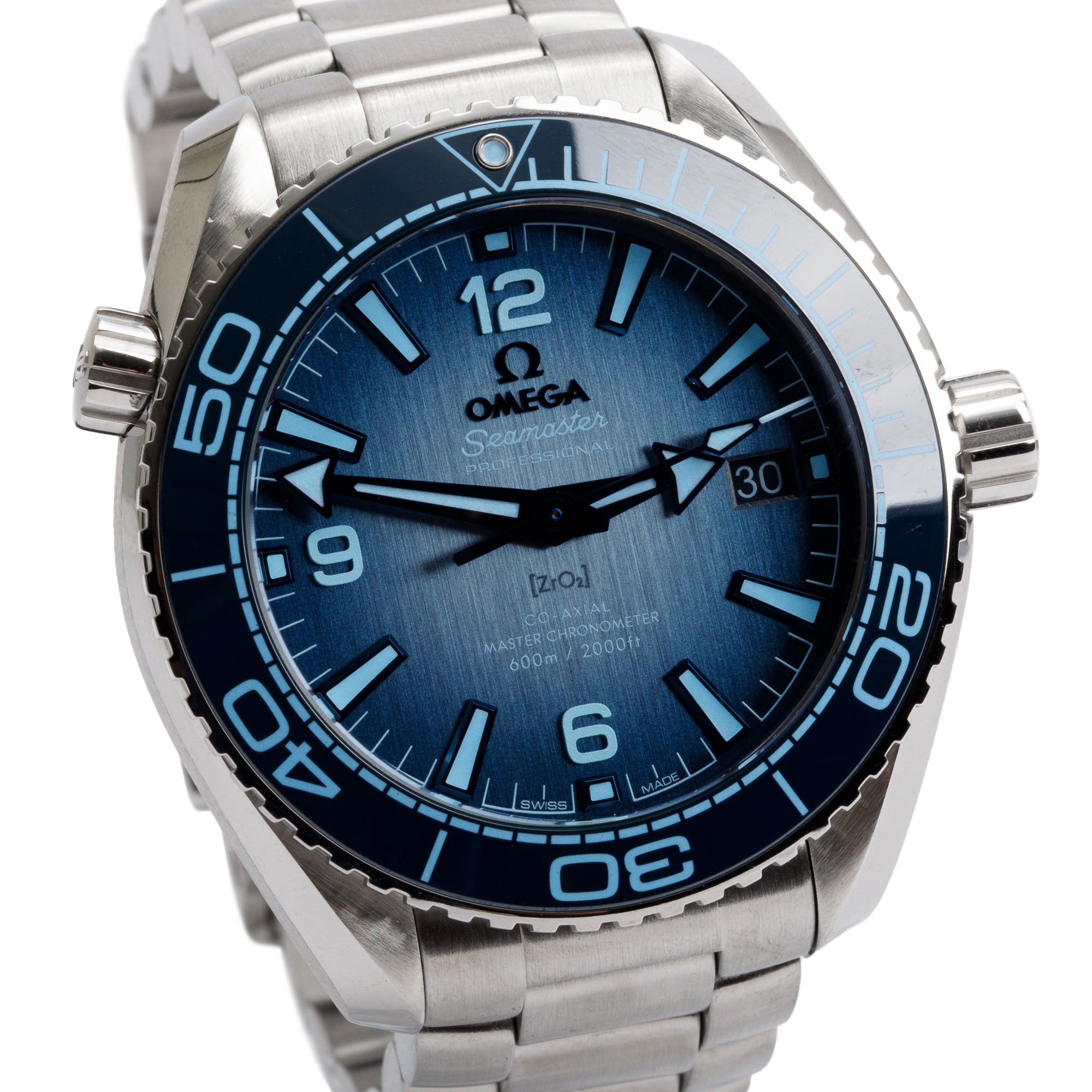 Omega 2024 Stainless Steel Seamaster Planet Ocean 600M Co-Axial Master Chronometer 39.5 MM Automatic Watch Summer Blue Dial w/ Box & Papers