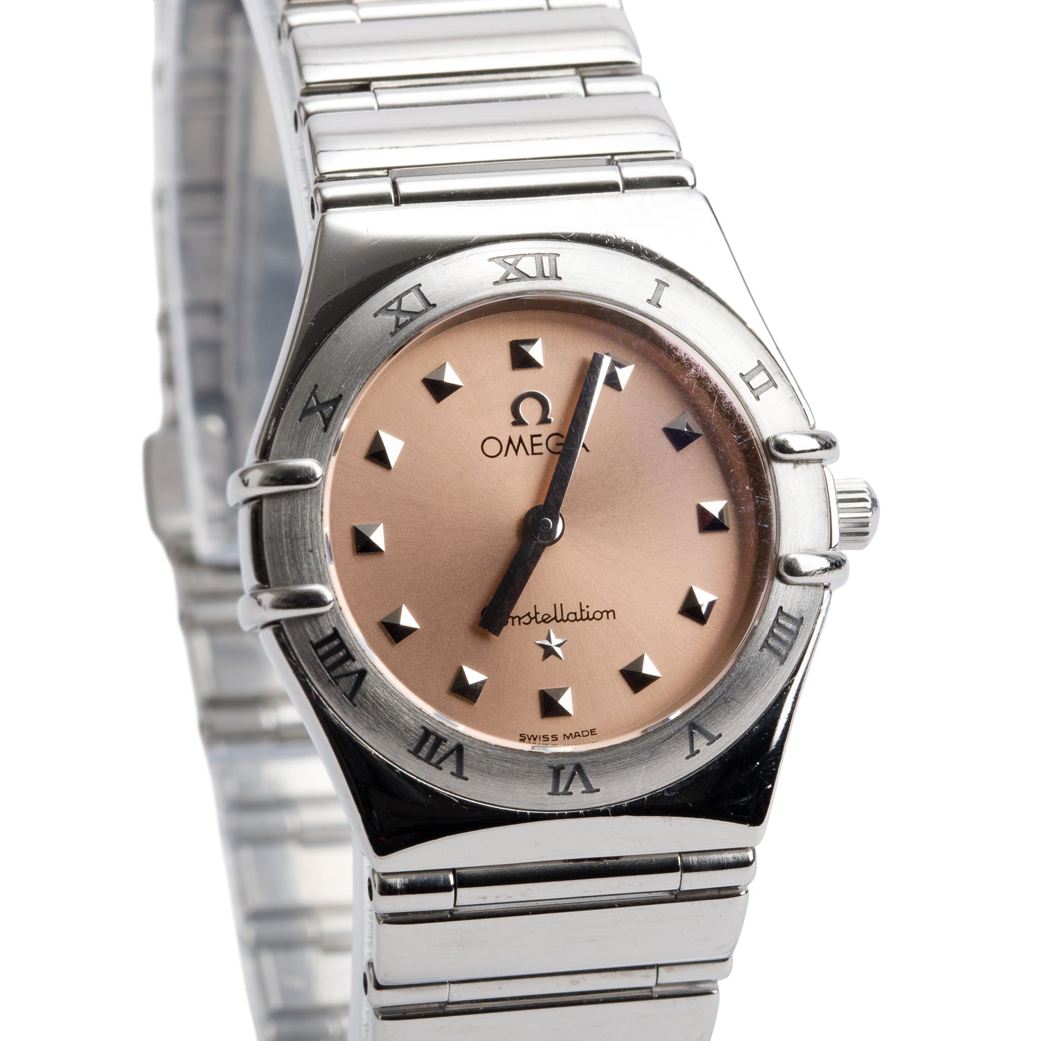 Omega Stainless Steel Constellation 25 MM Quartz Watch Pink Dial
