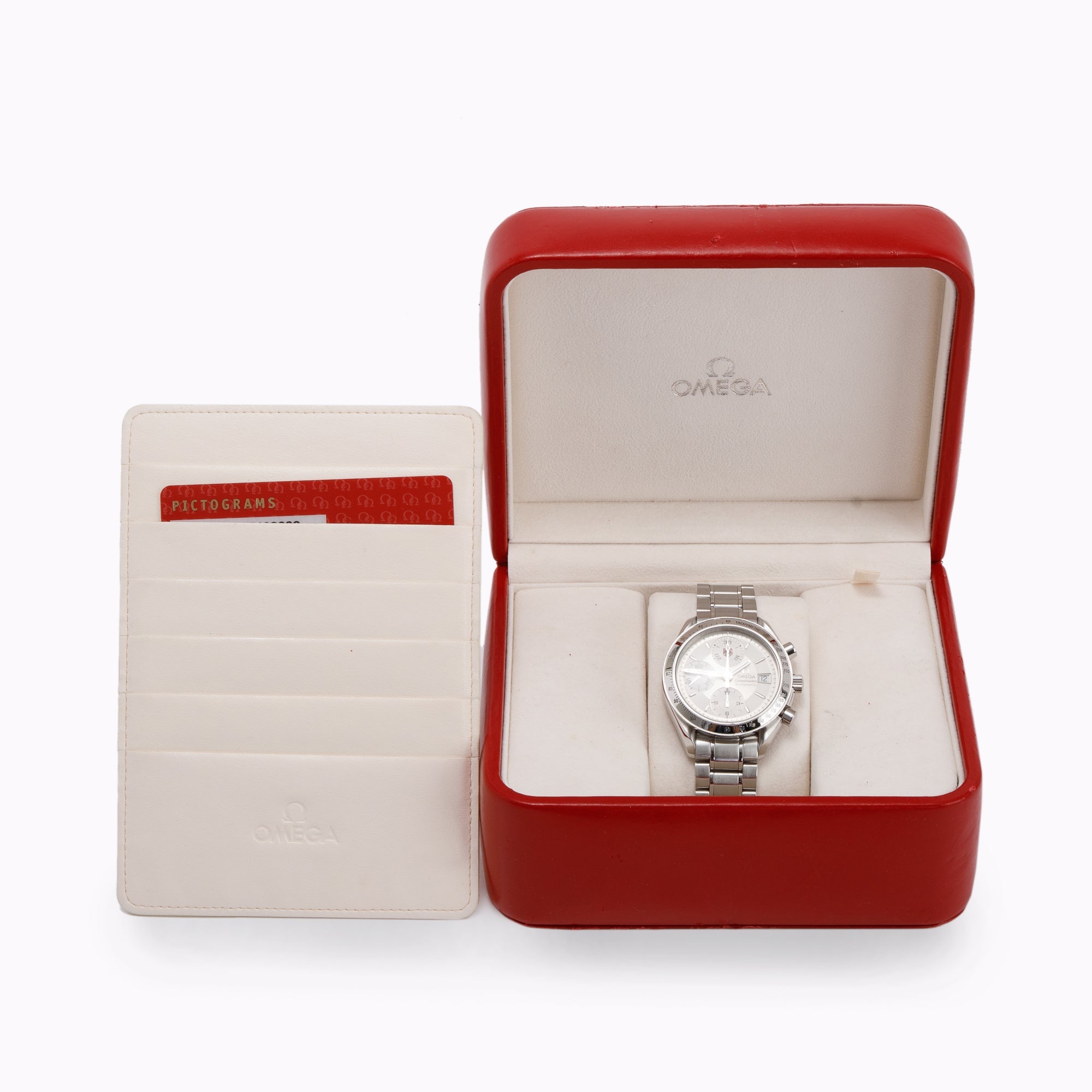 Omega Speedmaster Date 39 MM Automatic Chronograph Watch w/ Box & Papers