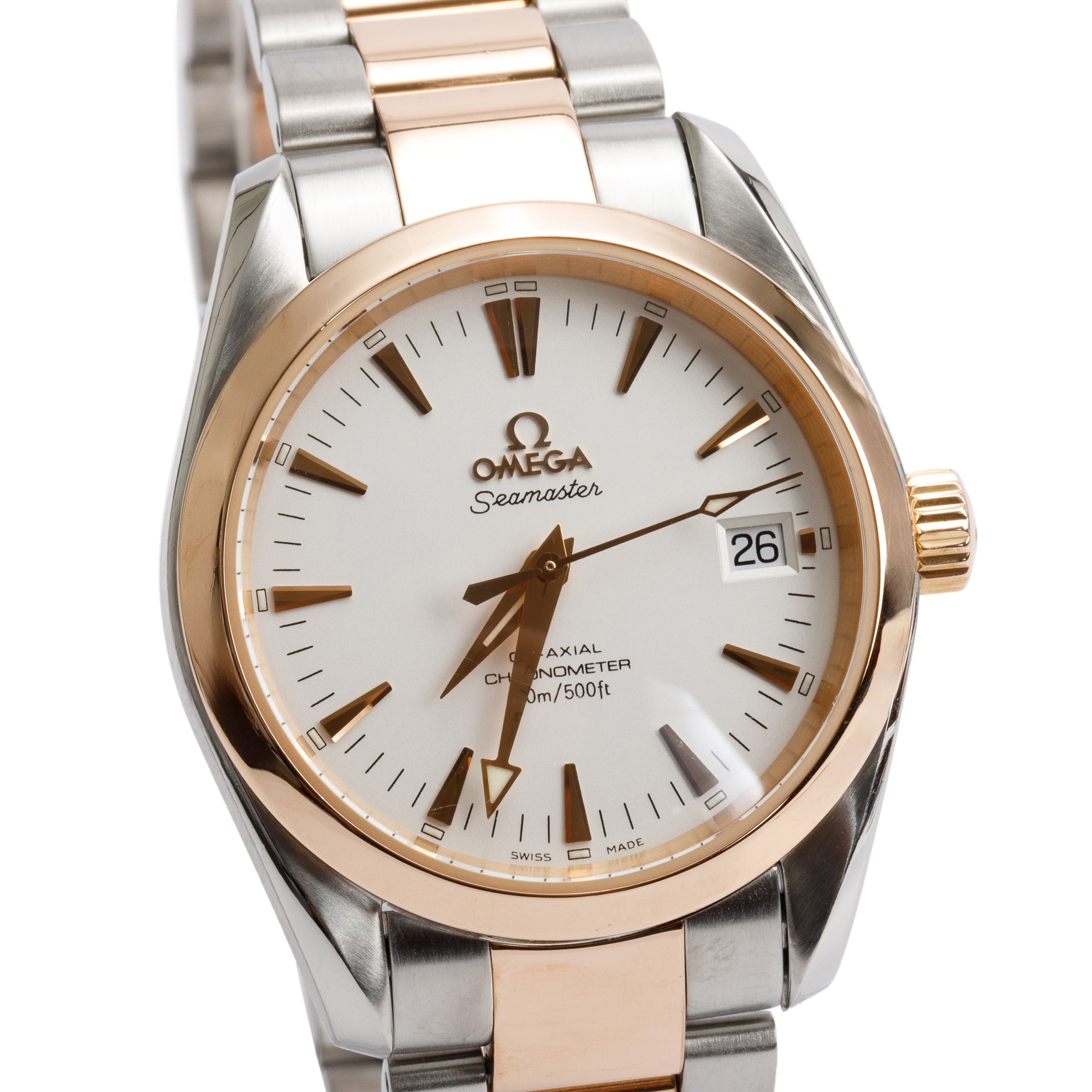 Omega Stainless Steel & 18k Rose Gold Seamaster Aqua Terra 150M 36 MM Co-Axial Chronometer Automatic Watch