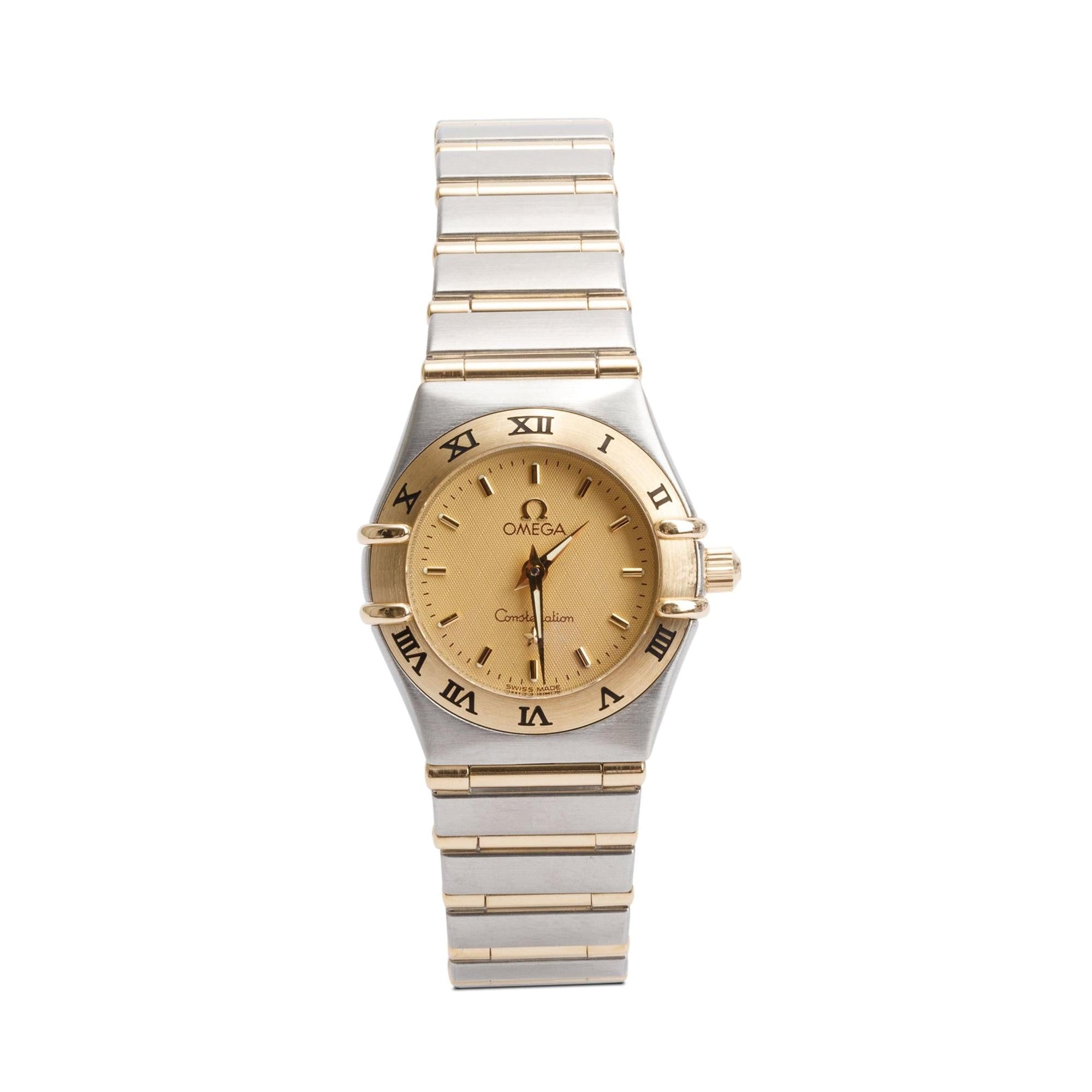 Omega Stainless Steel & 18k Yellow Gold Constellation 22.5 MM Quartz Watch w/ Box & Papers