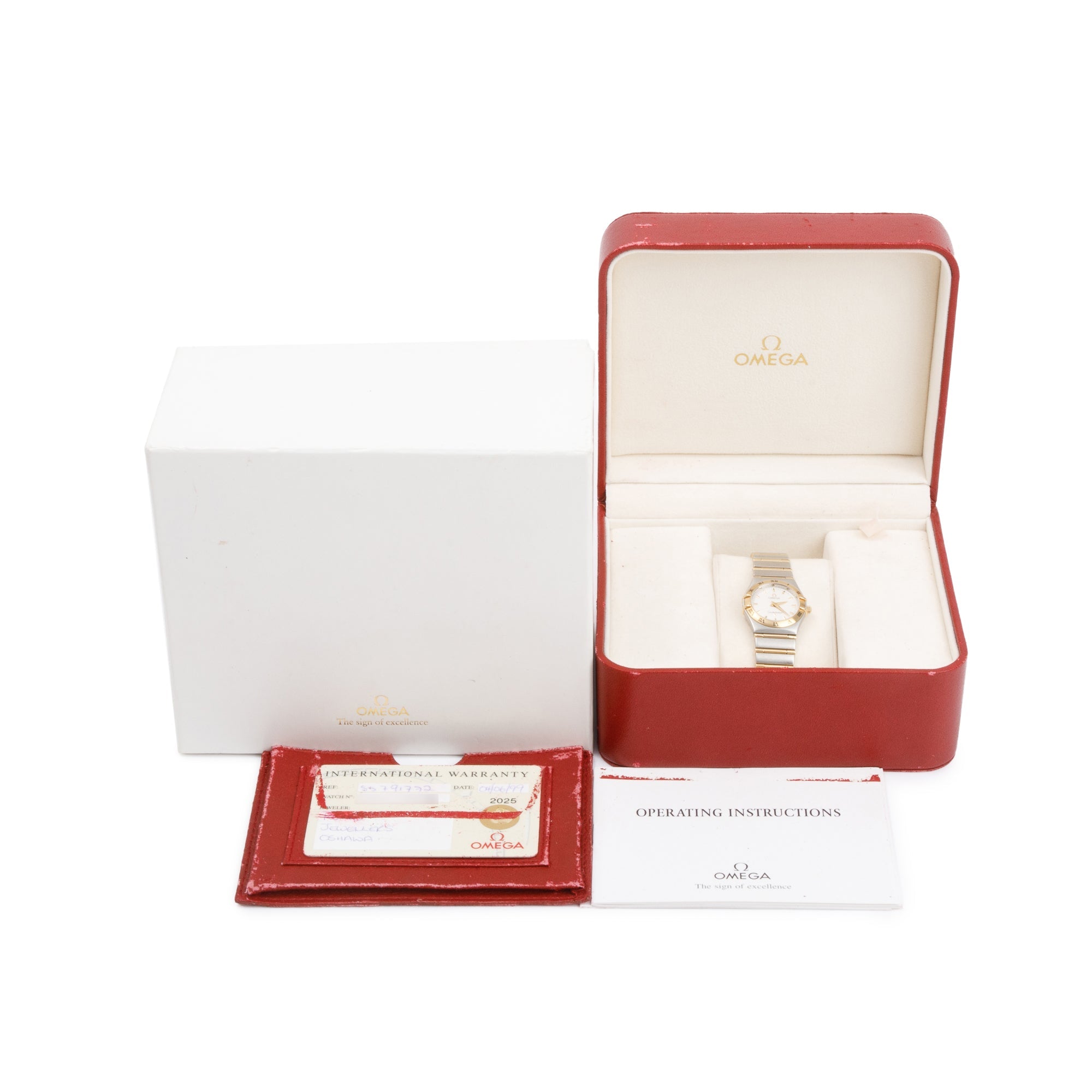 Omega Stainless Steel & 18k Yellow Gold Constellation 25 MM Quartz Watch w/ Box & Papers