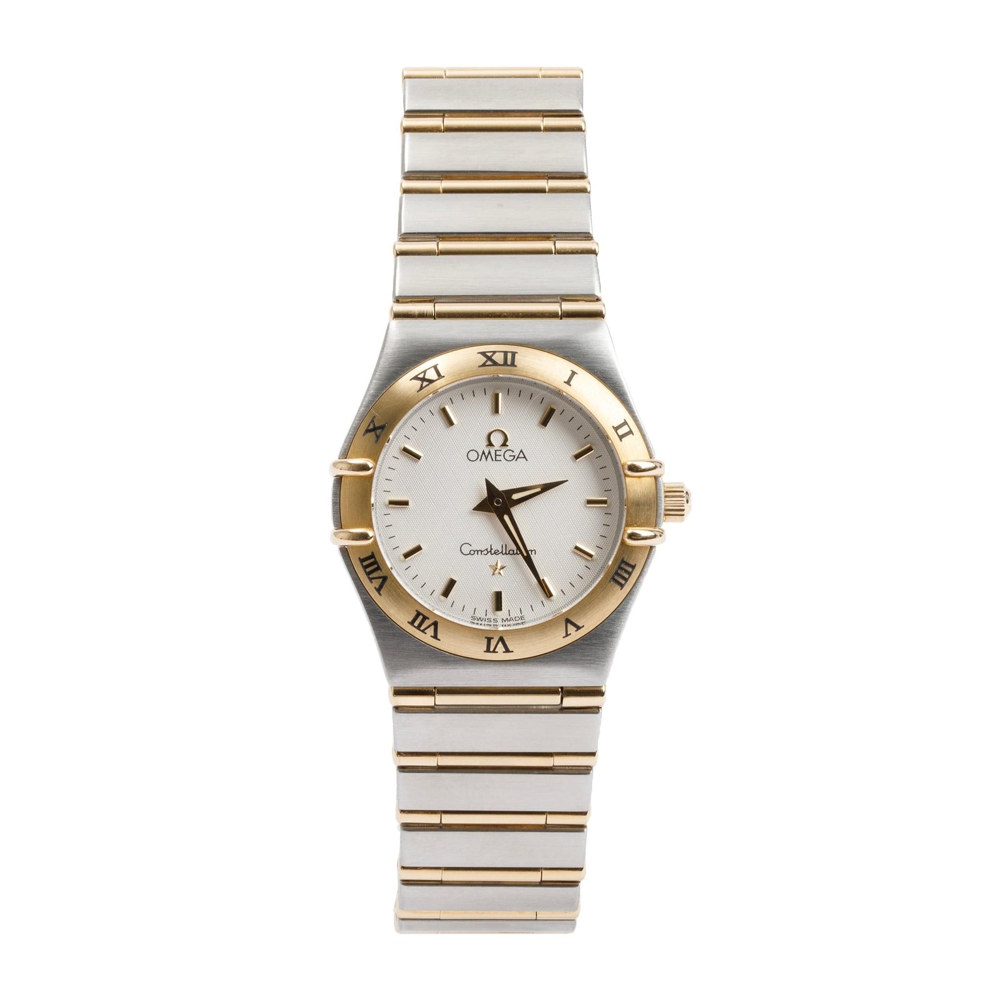 Omega Stainless Steel & 18k Yellow Gold Constellation 25 MM Quartz Watch w/ Box & Papers