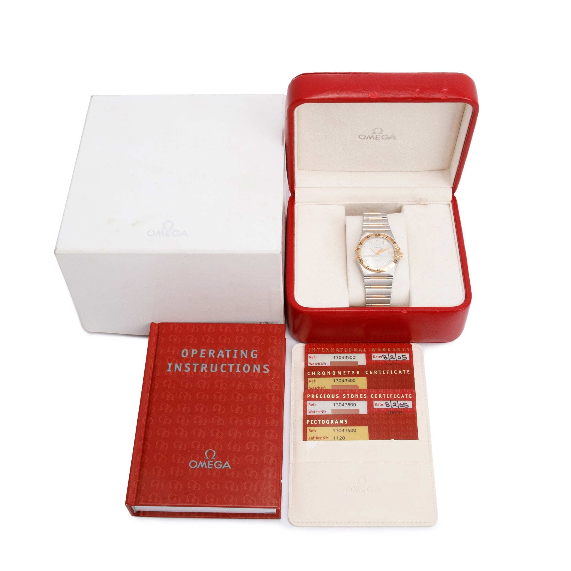 Omega Stainless Steel & 18k Yellow Gold Constellation 35.5 MM Diamond Dial Automatic Watch w/ Box & Papers