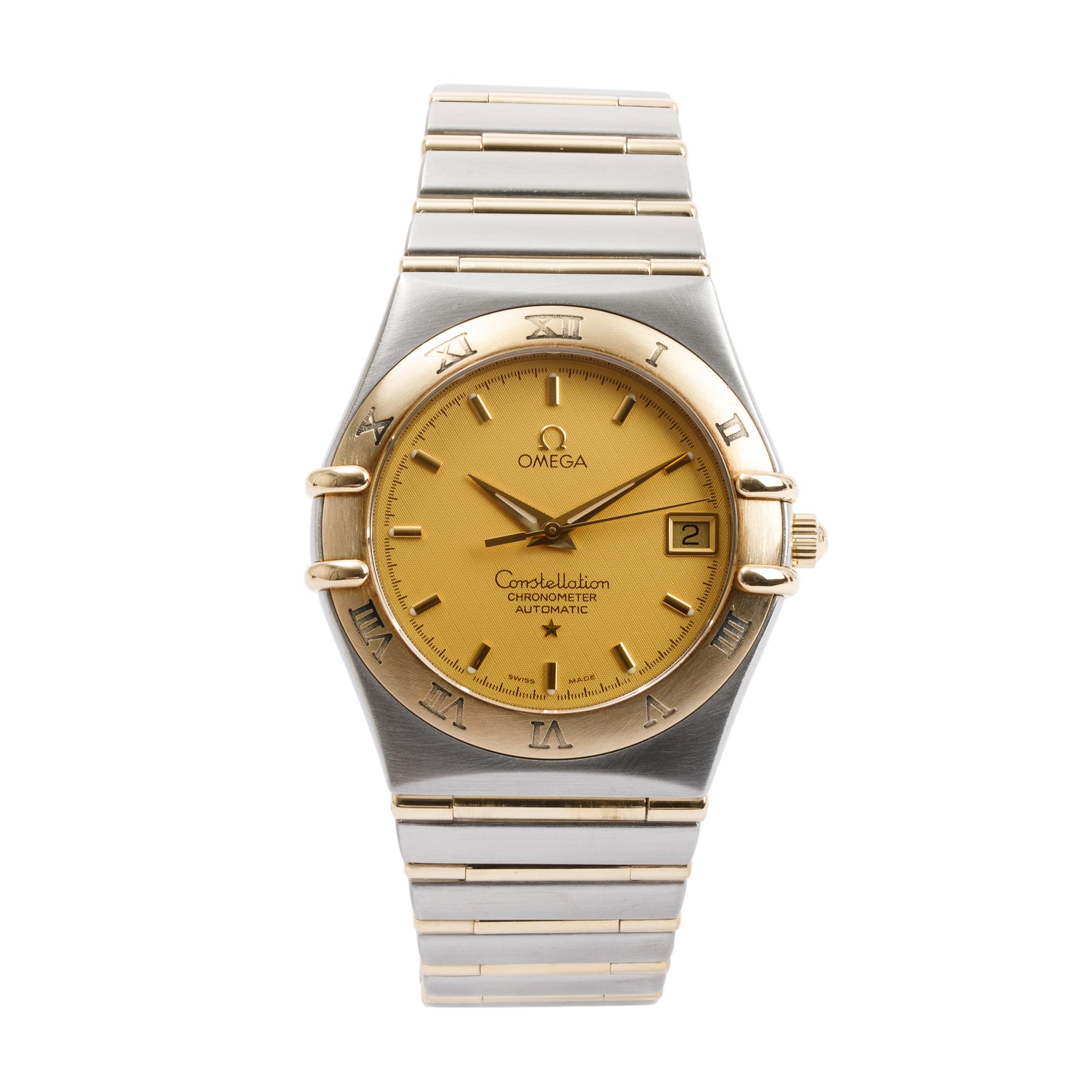 Omega Stainless Steel & 18k Yellow Gold Constellation Chronometer 35 MM Automatic Watch w/ Cards