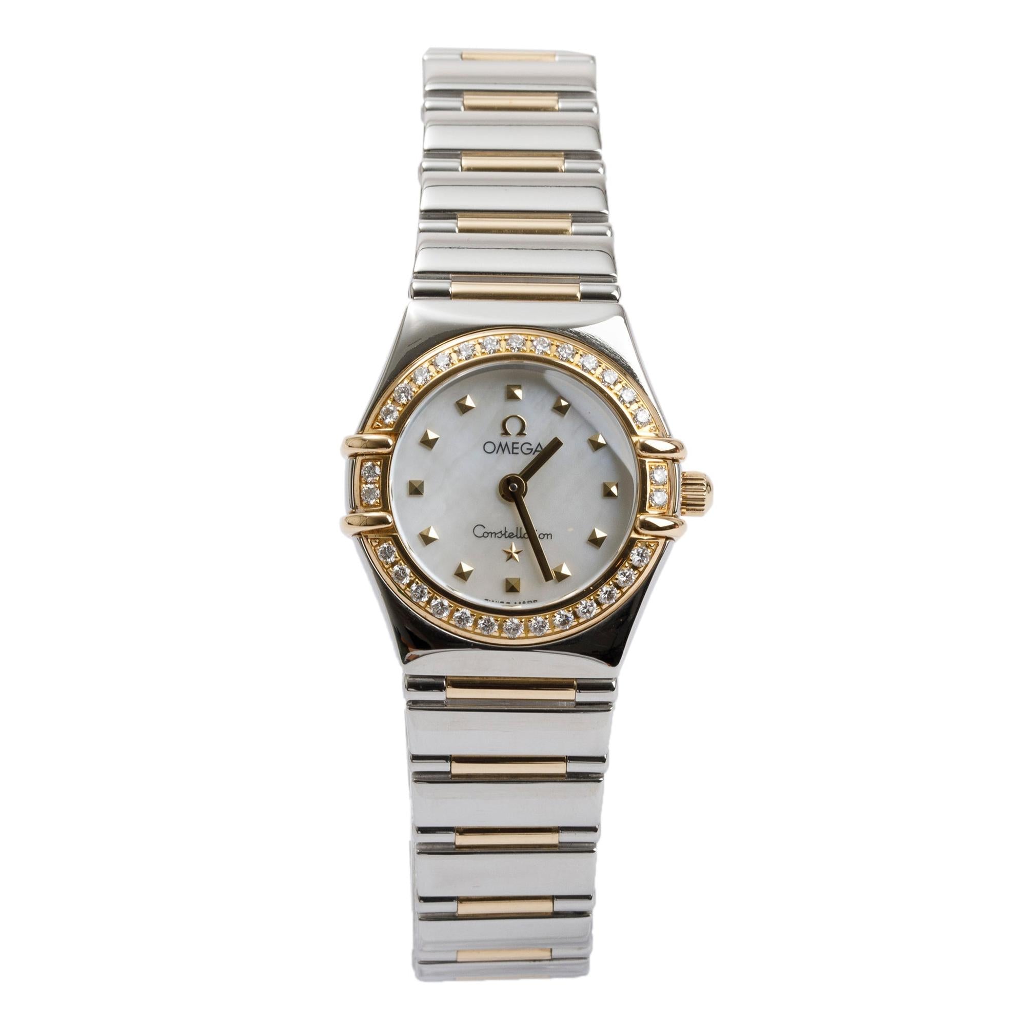 Omega Stainless Steel & 18k Yellow Gold Constellation My Choice 23 MM Diamond Bezel Watch w/ Box & Papers