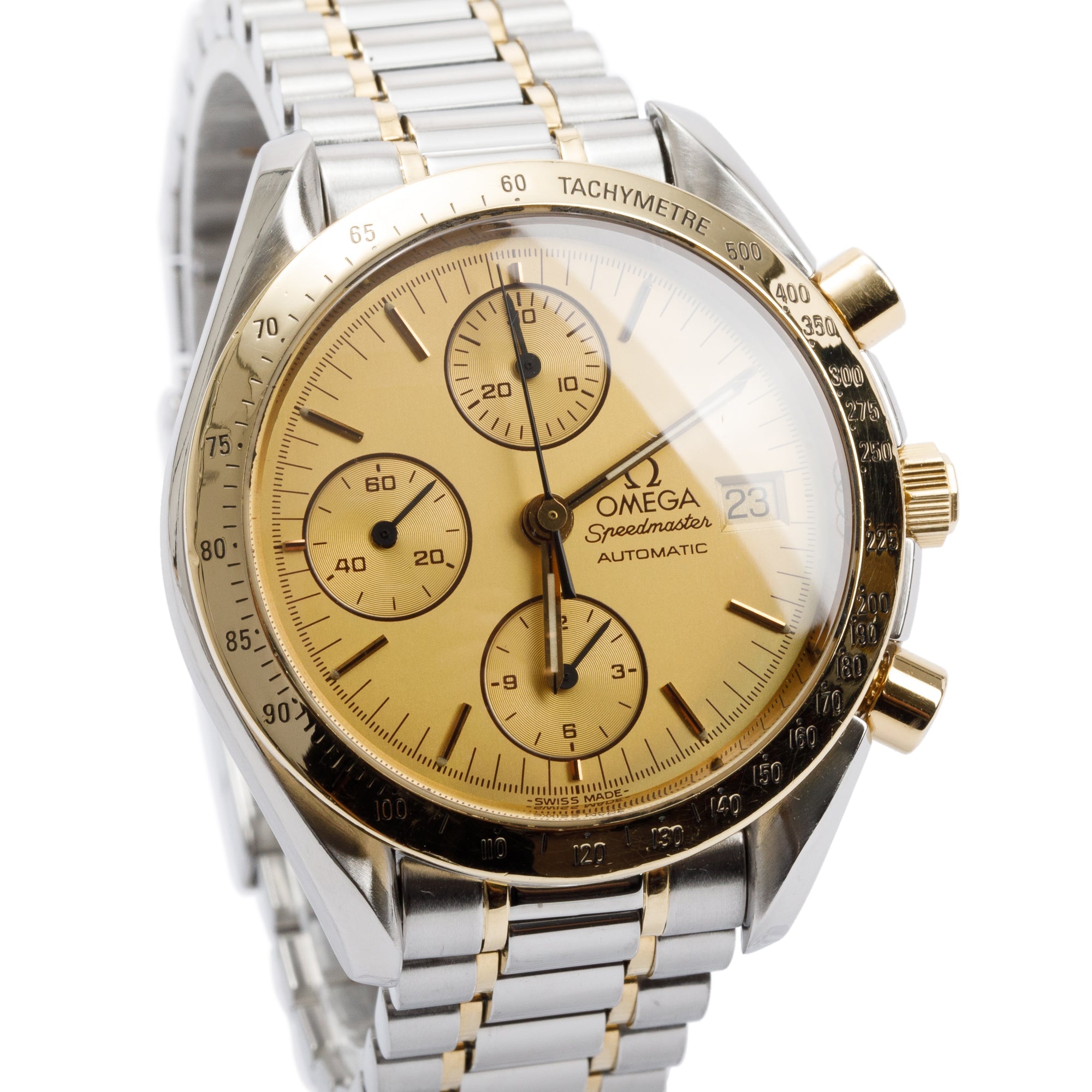 Omega Stainless Steel & 18k Yellow Gold Speedmaster Date 39 MM Automatic Chronograph Watch