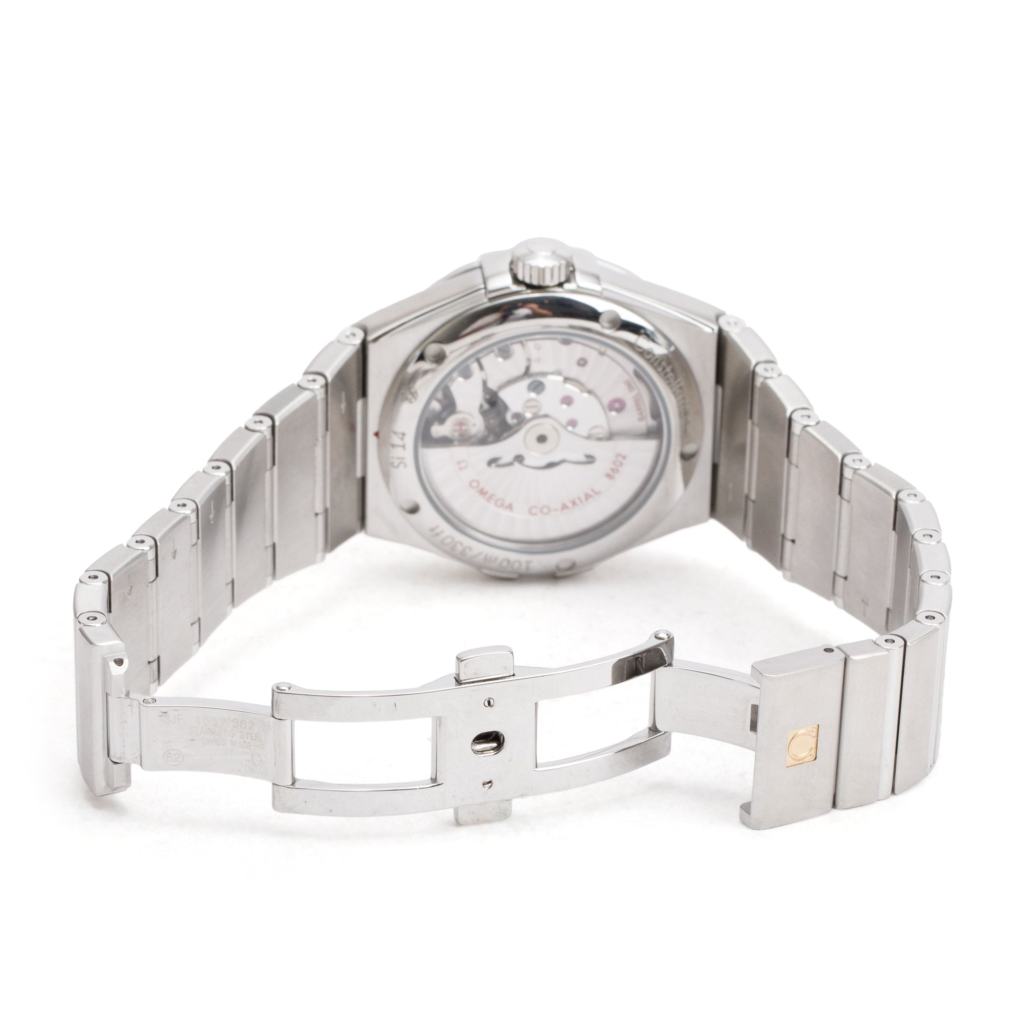 Omega Stainless Steel Constellation Day-Date 38 MM Co-Axial Chronometer Automatic Watch Black Dial w/ Box & Papers