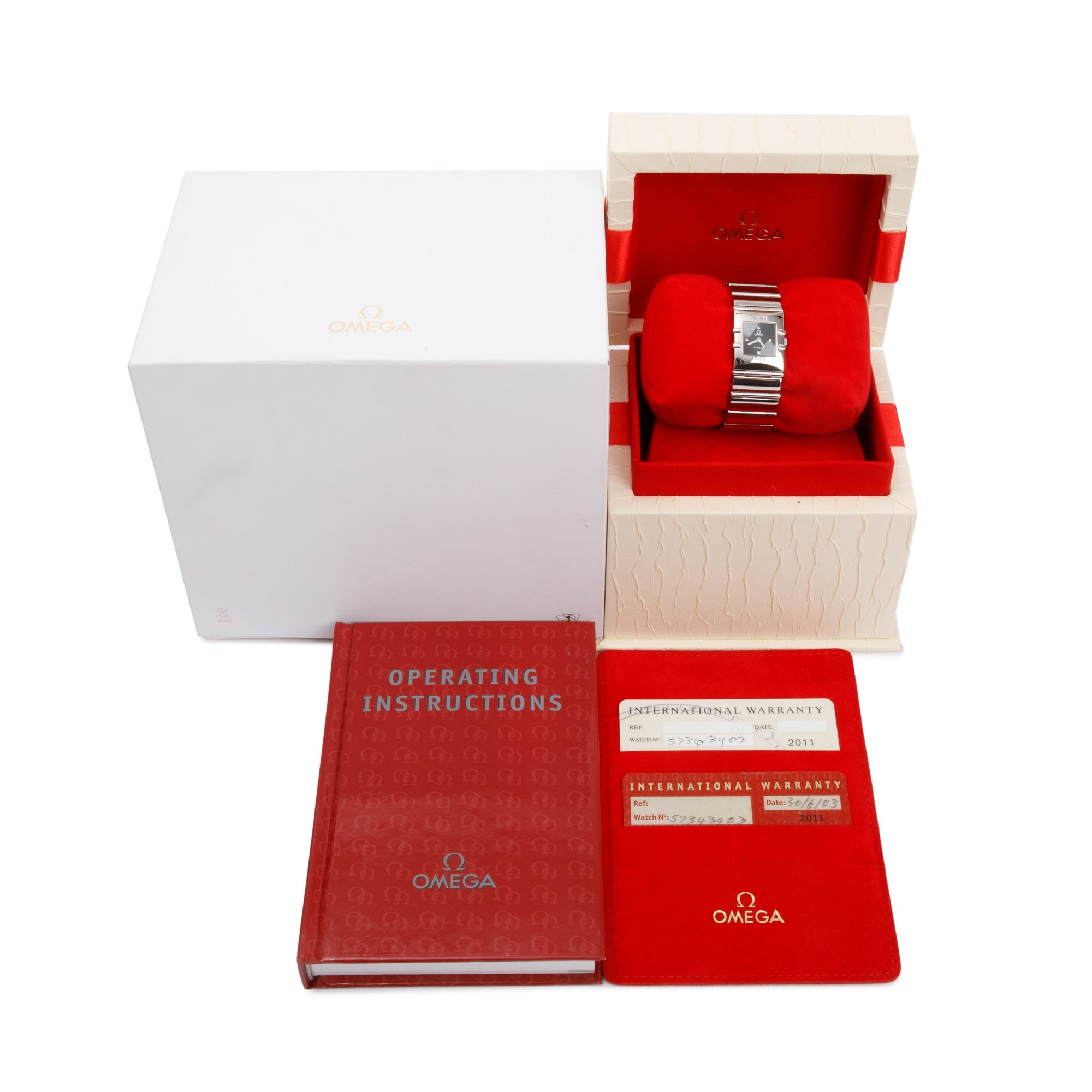 Omega Stainless Steel Constellation Quardra 19 MM Watch w/ Box & Papers