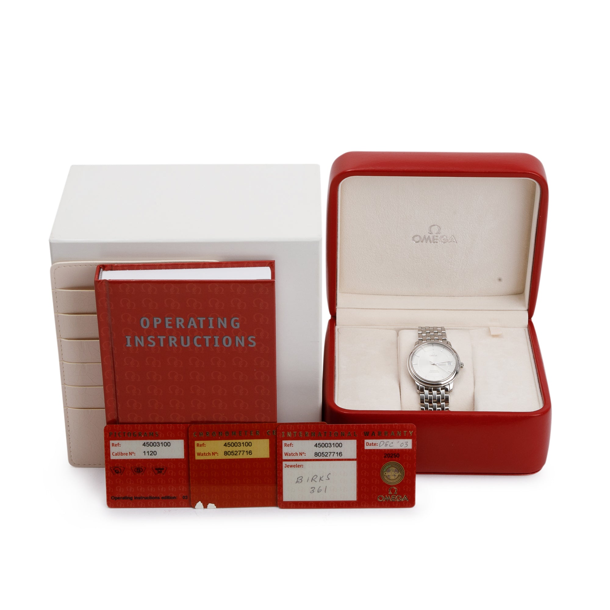 Omega Stainless Steel De Ville Prestige 34.7 MM Automatic Watch w/ Box & Papers