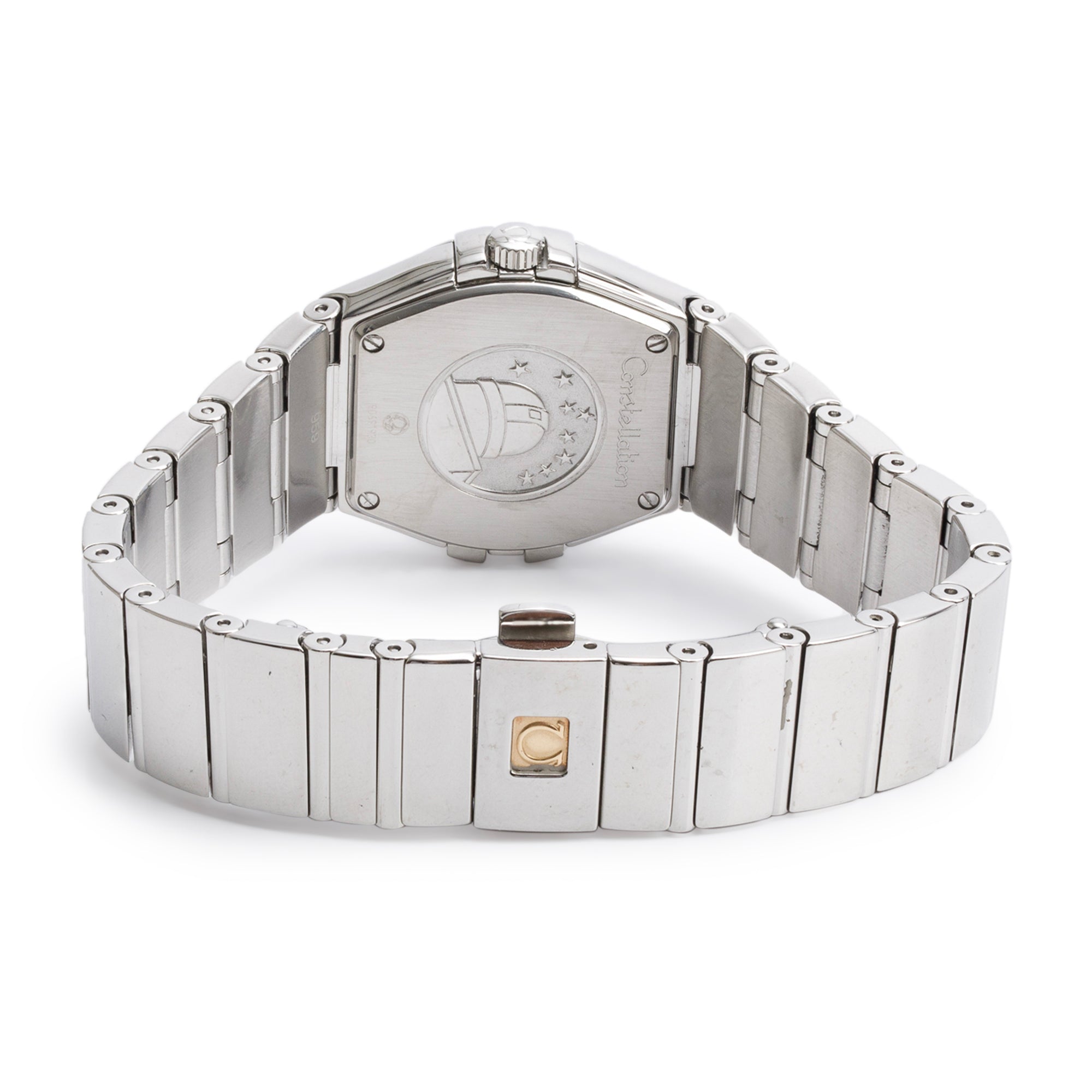 Omega Stainless Steel Diamond Bezel & Mother of Pearl Dial Constellation 27 MM Quartz Watch w/ Papers