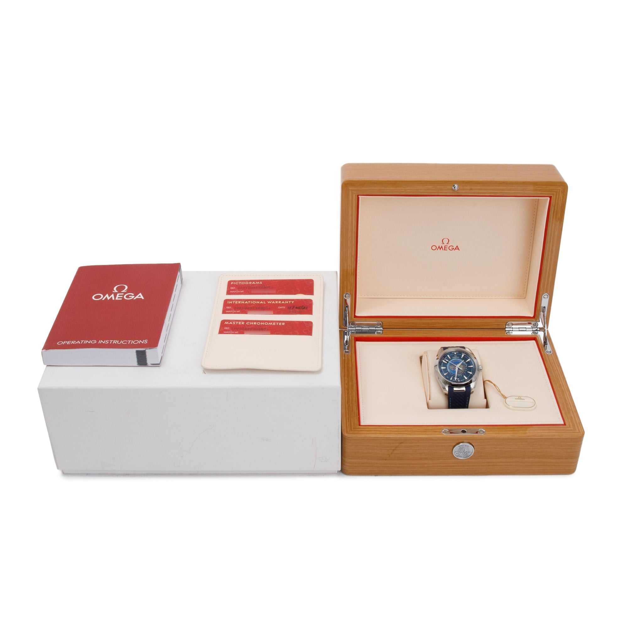 Omega Stainless Steel Seamaster Aqua Terra Co-Axial Worldtimer 43 MM Automatic Watch w/ Box & Papers