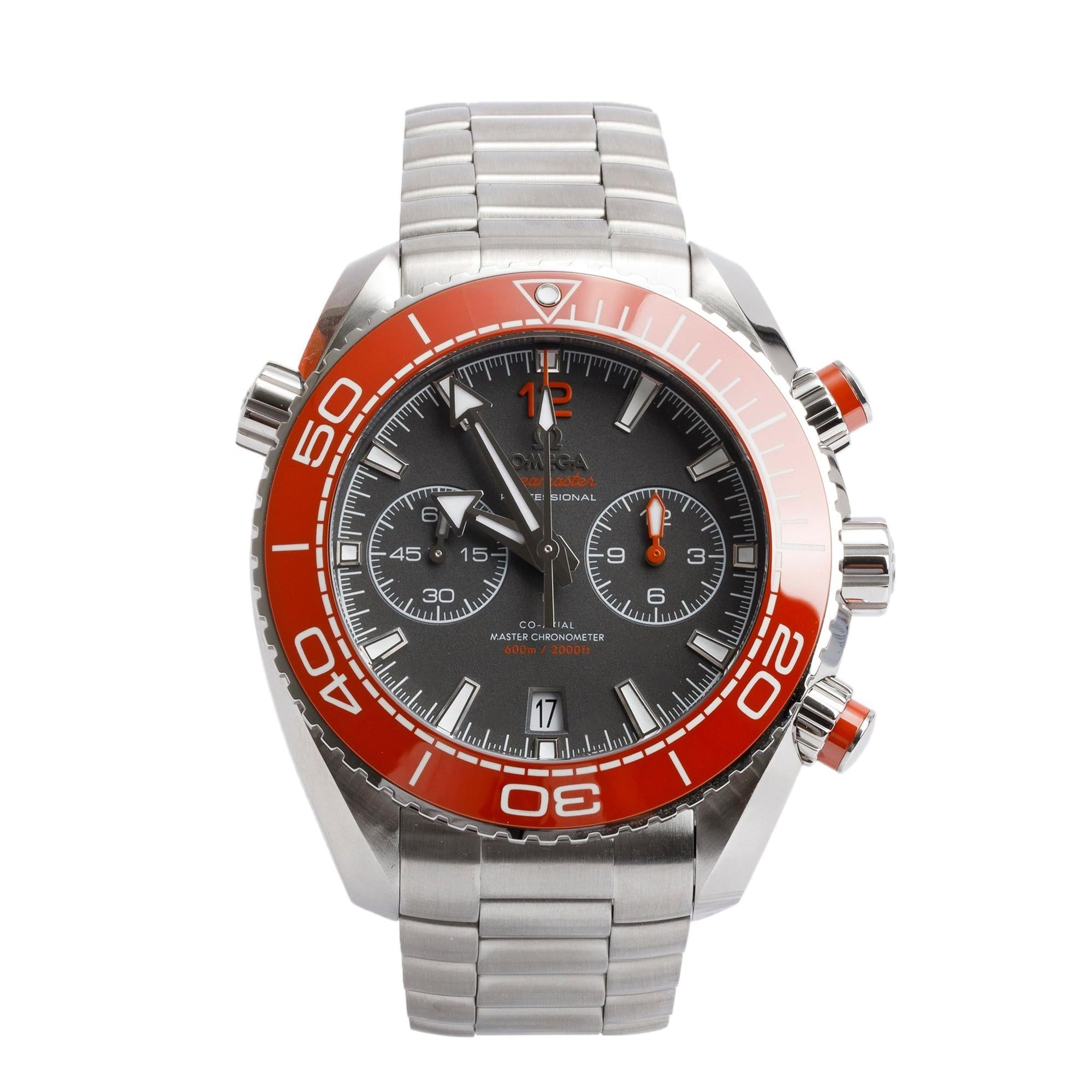 Omega Stainless Steel Seamaster Planet Ocean 600M 45.5 MM Chronograph Watch w/ Box & Papers