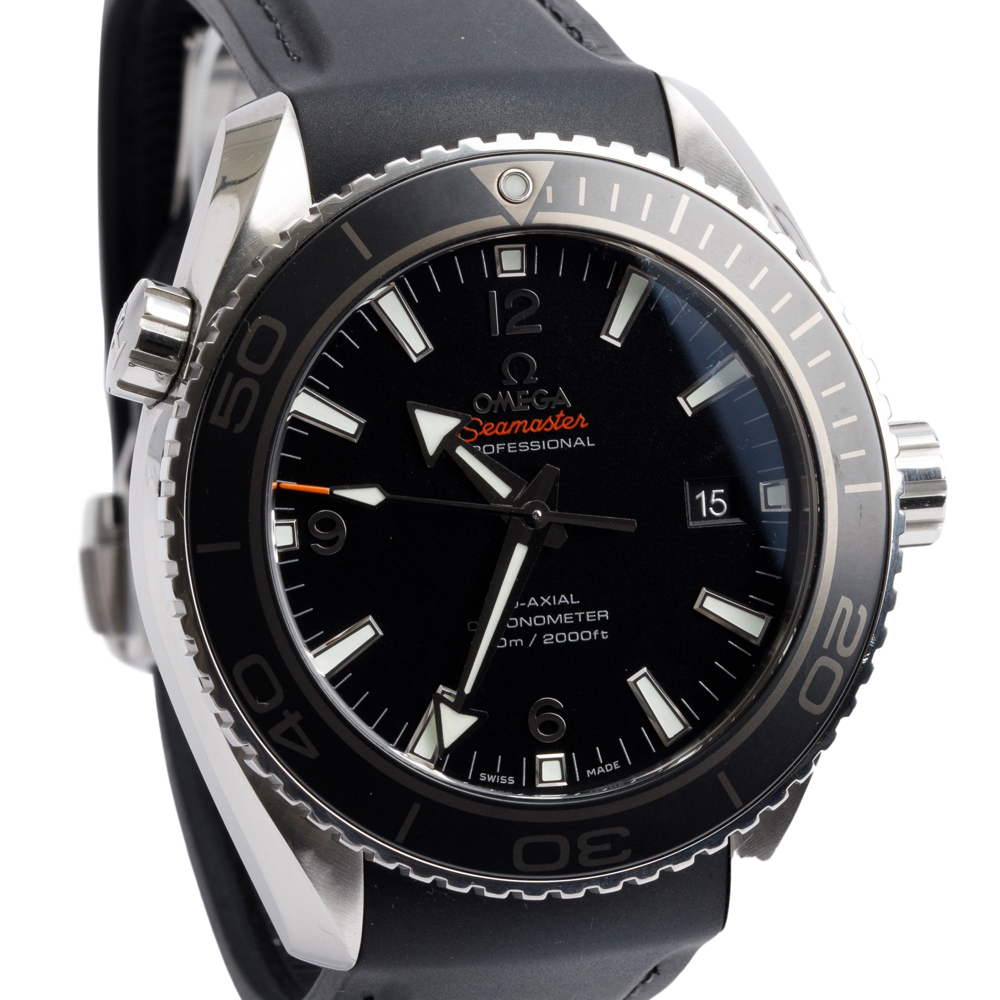 Omega Stainless Steel Seamaster Planet Ocean 600M 45.5 MM Watch w/ Box & Papers