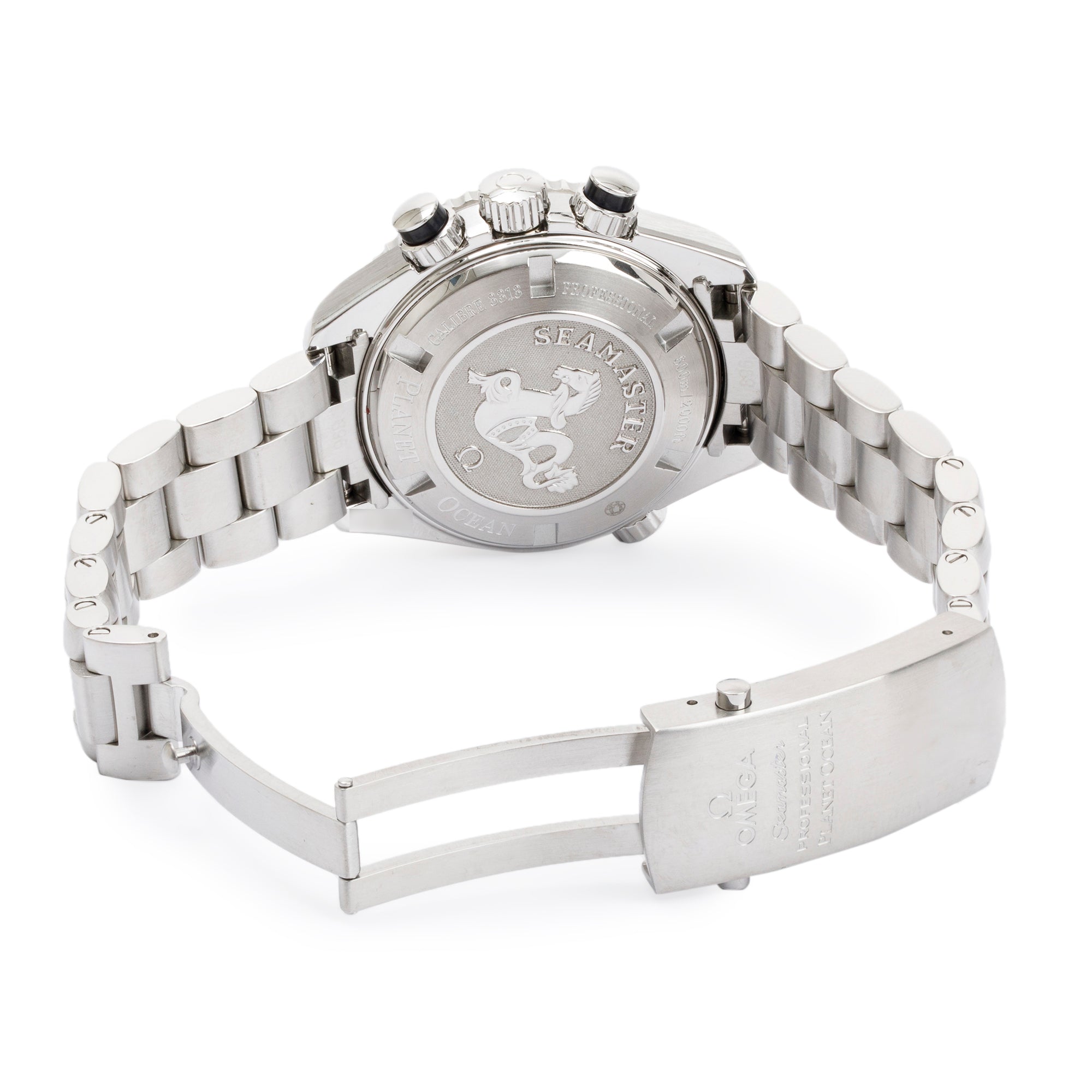 Omega Stainless Steel Seamaster Planet Ocean 600M Chronograph 37.5 MM Automatic Watch w/ Box & Papers