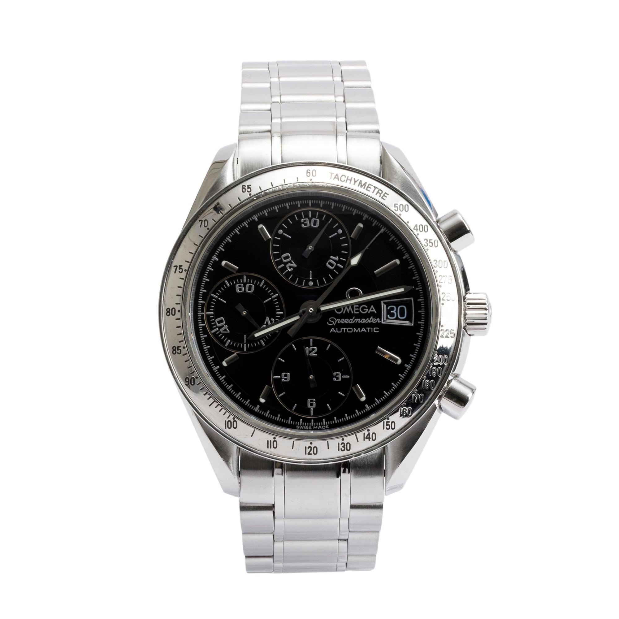 Omega Stainless Steel Speedmaster Date 39 MM Chronograph Automatic Watch