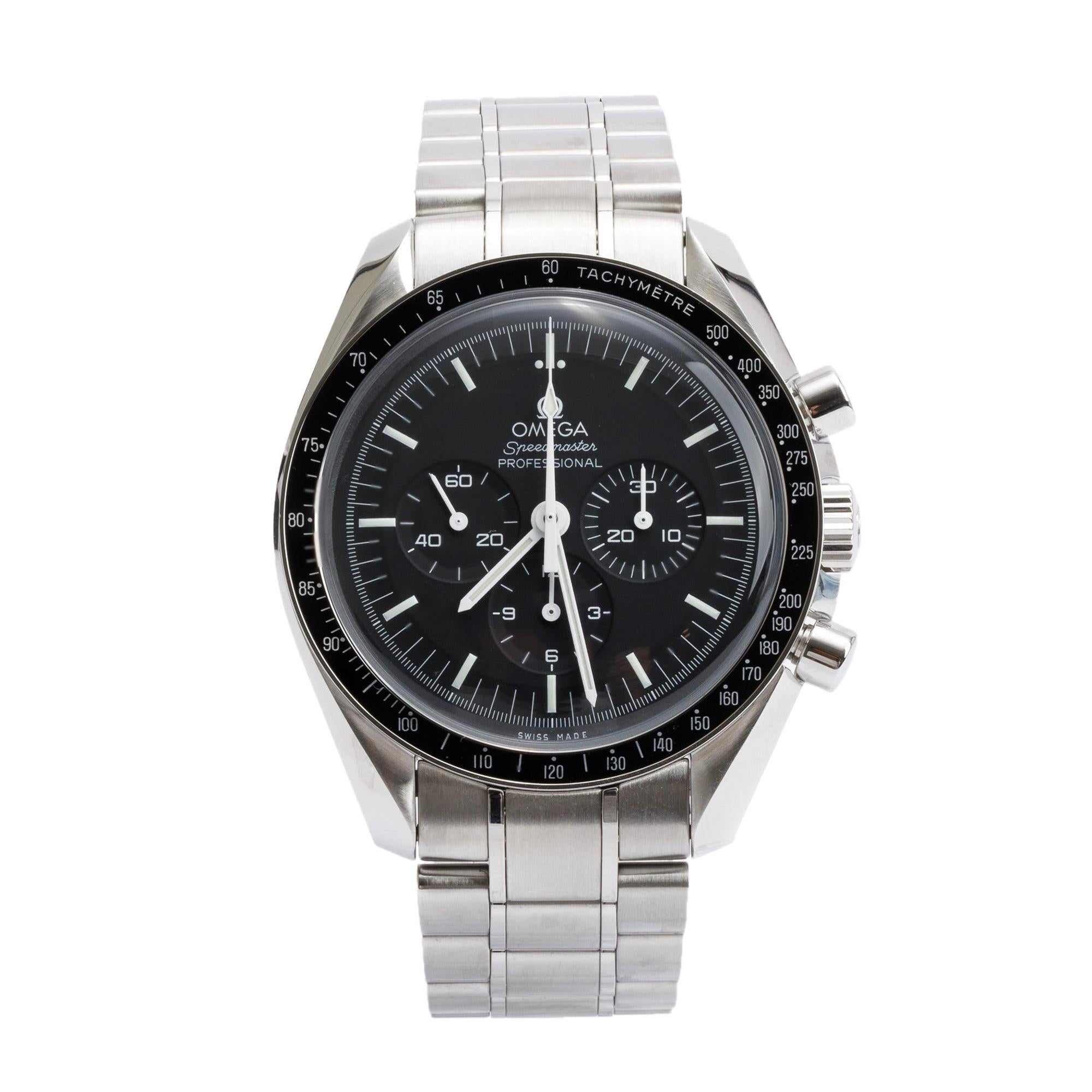 Omega Stainless Steel Speedmaster Professional 42 MM Chronograph MoonWatch w/ Box & Papers
