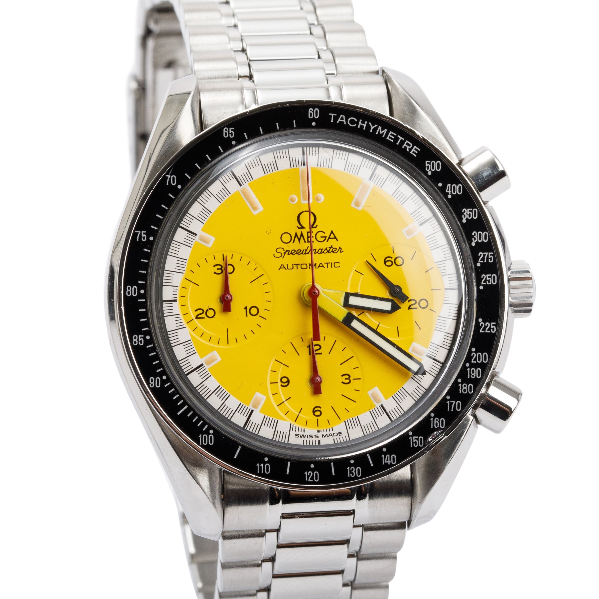 Omega Stainless Steel Speedmaster Reduced Michael Schumacher 39 MM Automatic Chronograph Watch w/ Box