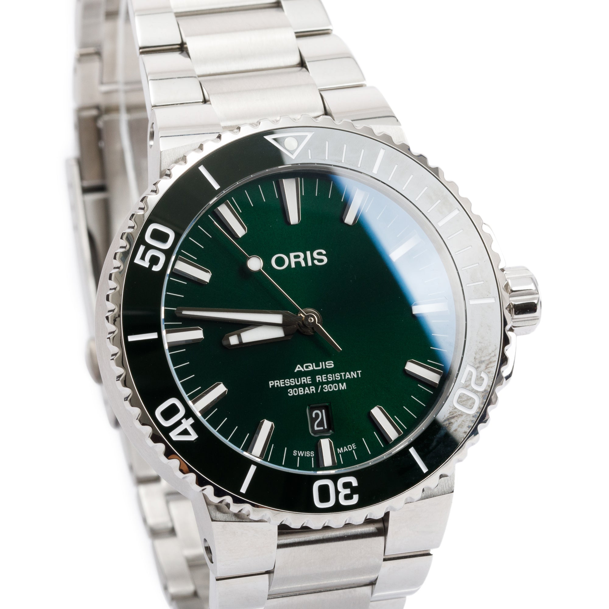 Oris Stainless Steel Aquis Date 43.5 MM Automatic Watch w/ Box & Papers