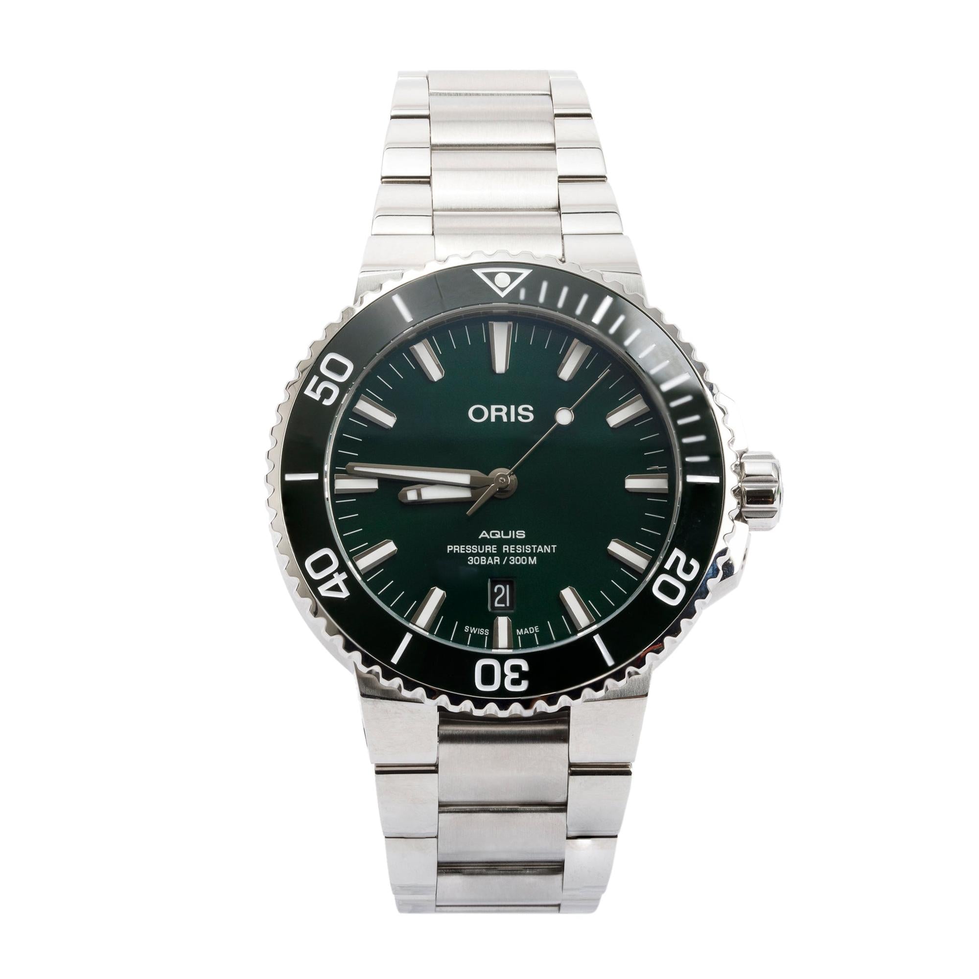 Oris Stainless Steel Aquis Date 43.5 MM Automatic Watch w/ Box & Papers