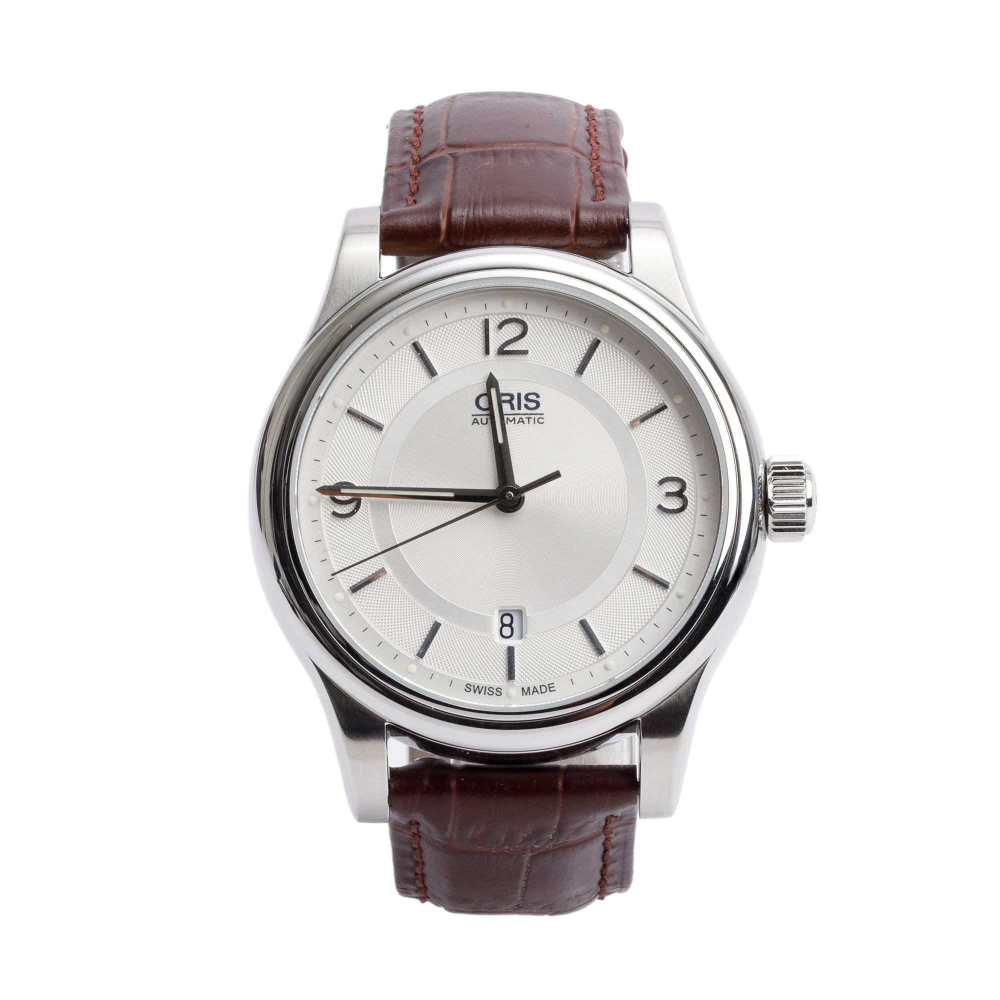 Oris Stainless Steel Classic Date 42 MM Automatic Watch w/ Box & Papers