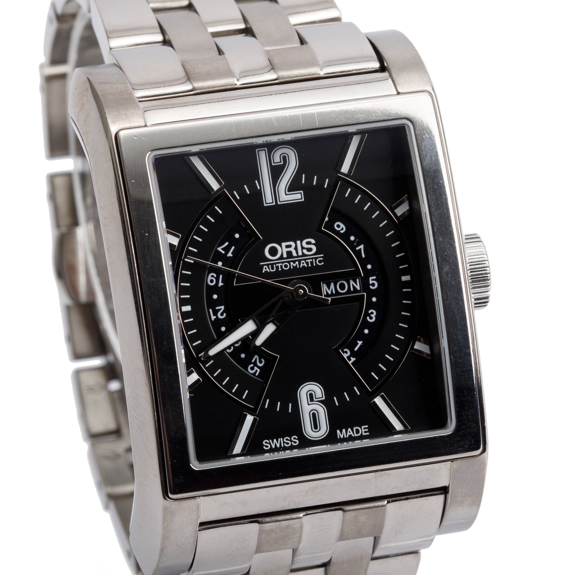 Oris Titanium Rectangular Titan Day Date Automatic Watch w/ Box