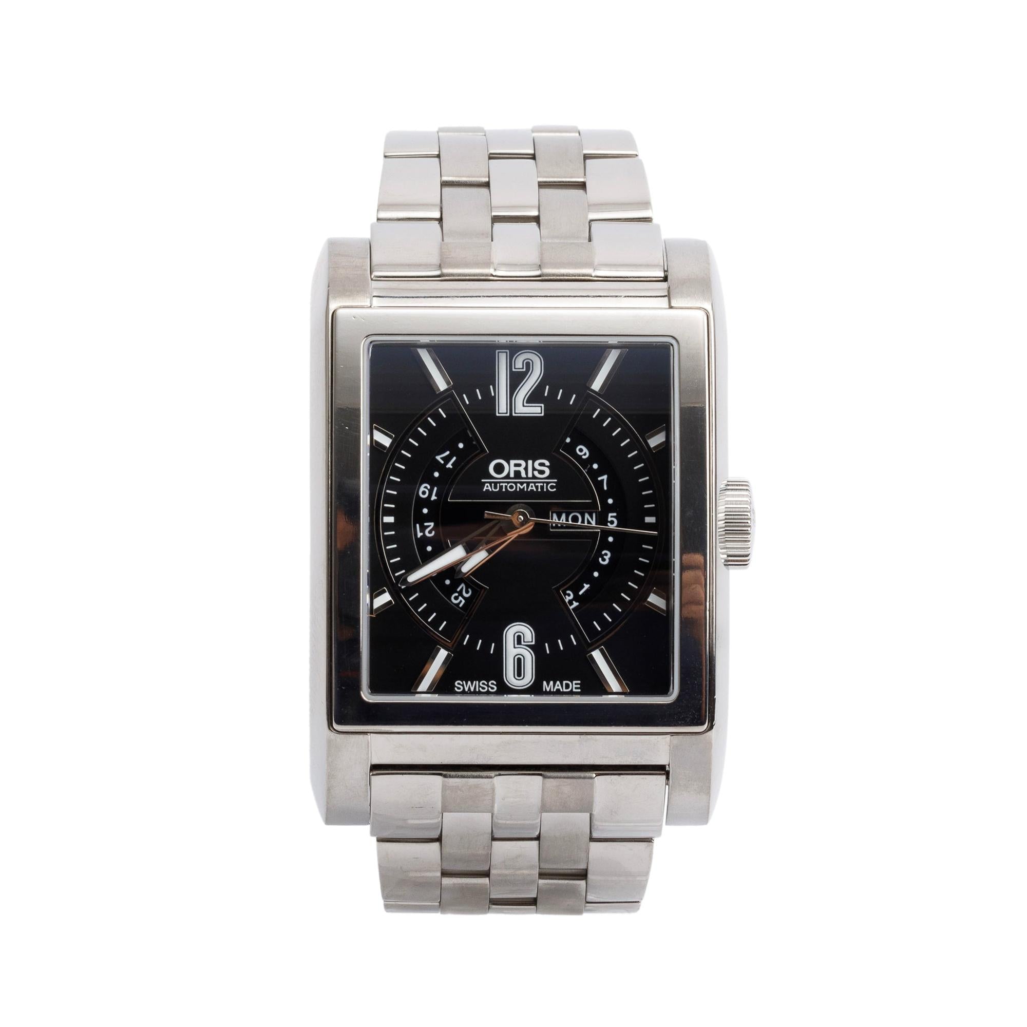 Oris Titanium Rectangular Titan Day Date Automatic Watch w/ Box