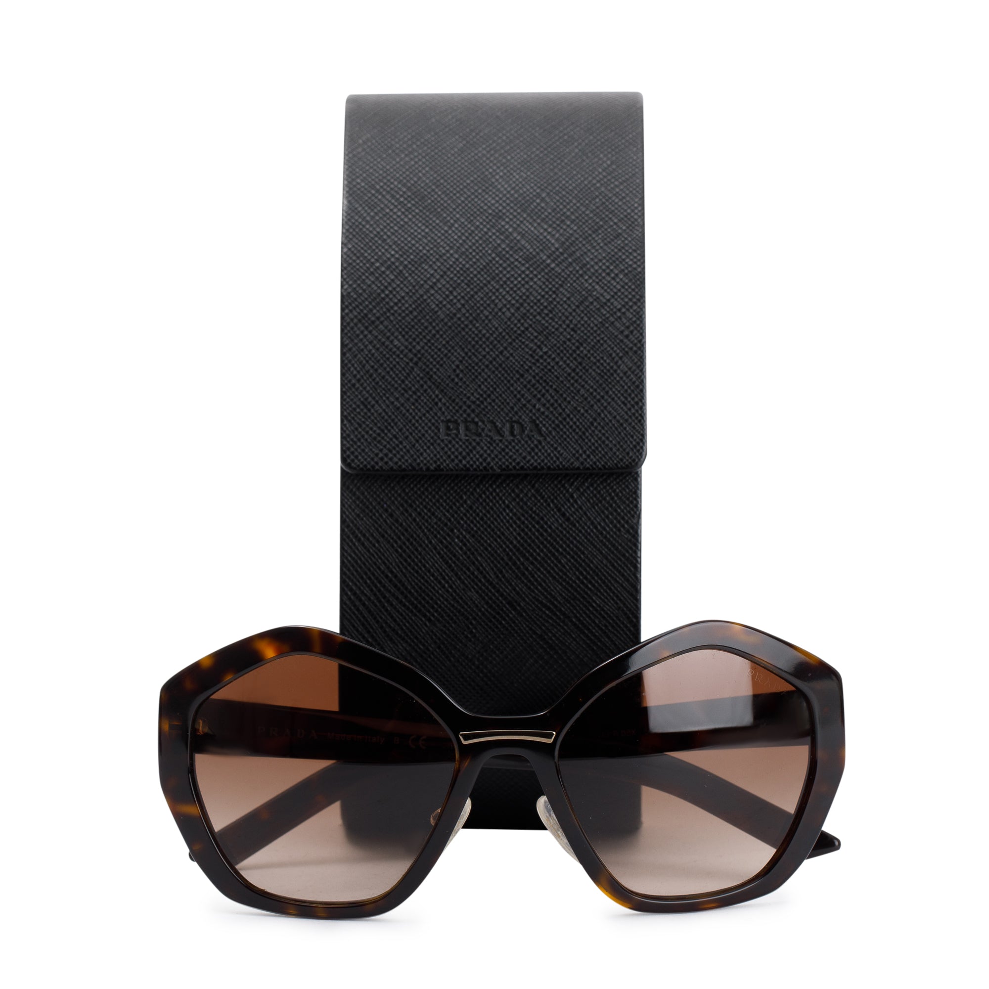 PRADA SPR 08X Geometric-Frame Sunglasses w/ Case
