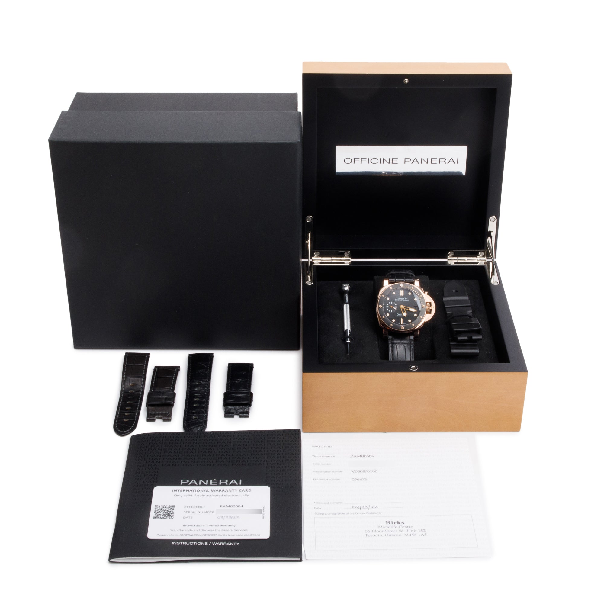 Panerai 18k Rose Gold Luminor Submersible 1950 3 Days 42 MM Automatic Watch PAM00684 w/ Box, Papers & Extra Straps