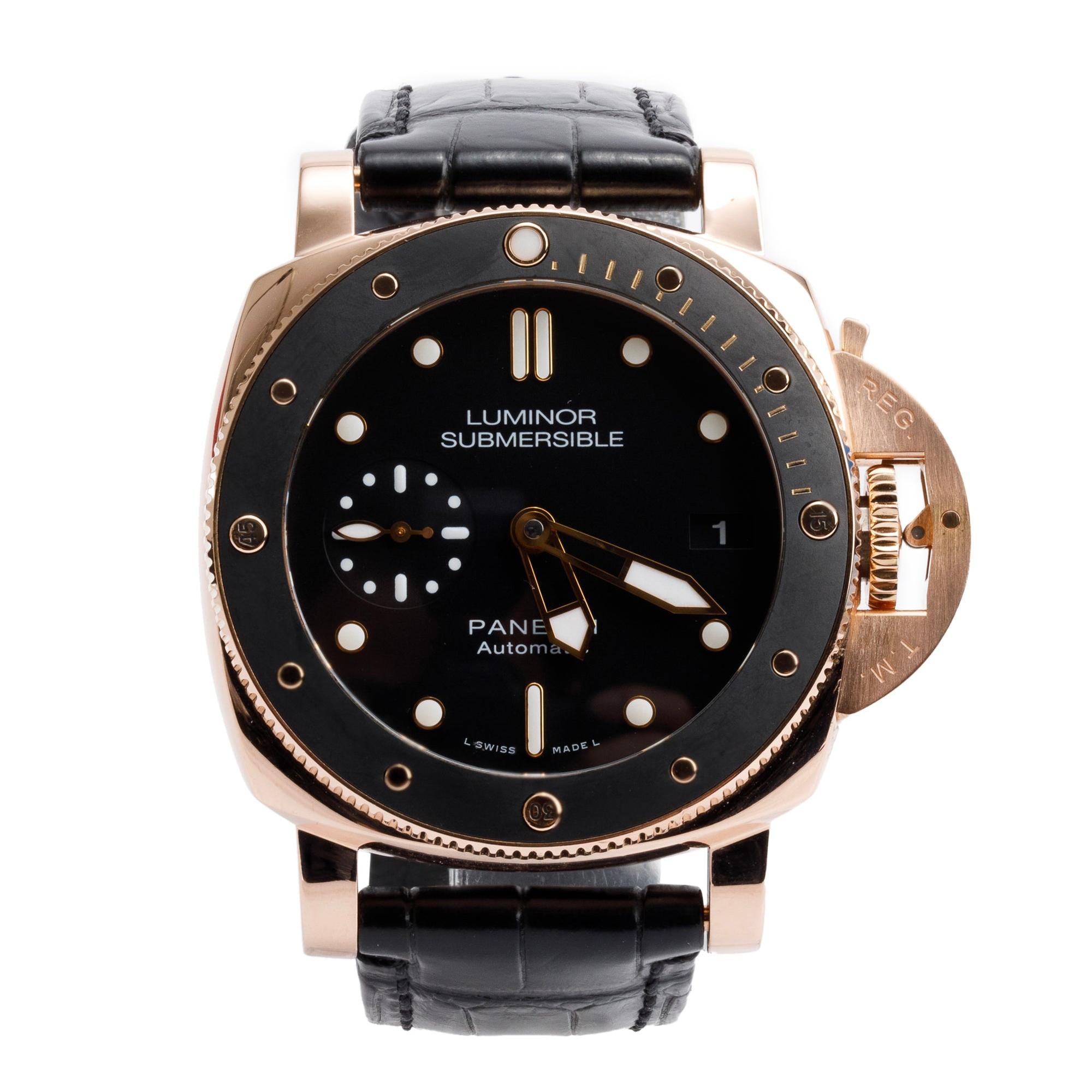 Panerai 18k Rose Gold Luminor Submersible 1950 3 Days 42 MM Automatic Watch PAM00684 w/ Box, Papers & Extra Straps
