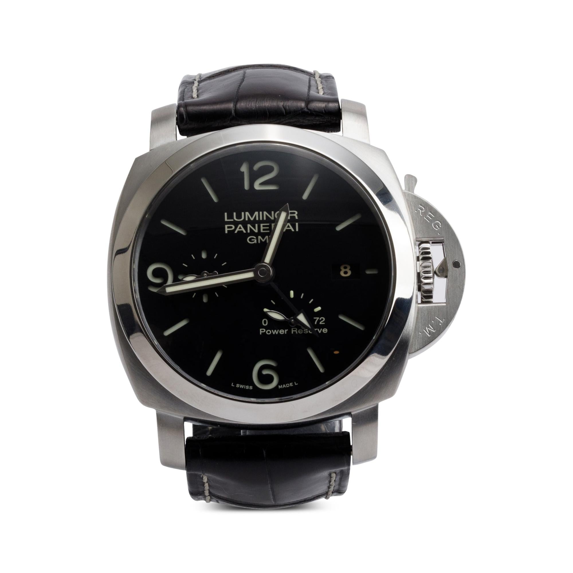 Panerai Stainless Steel Luminor 1950 3 Days GMT Power Reserve 44 MM Automatic Watch PAM00321 w/ Box & Papers