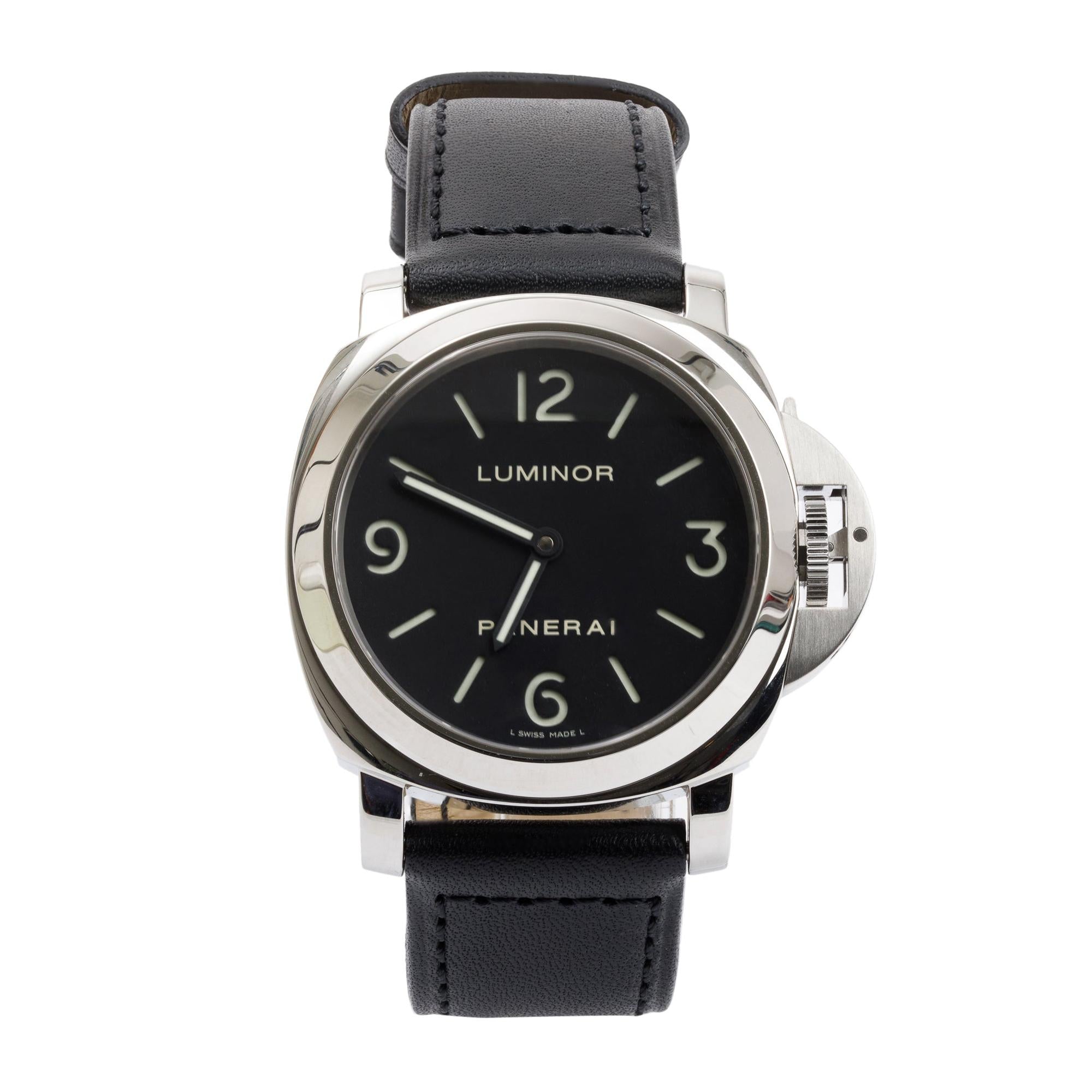 Panerai Stainless Steel Luminor Base PAM00112 44mm Automatic Watch w/ Box & Papers