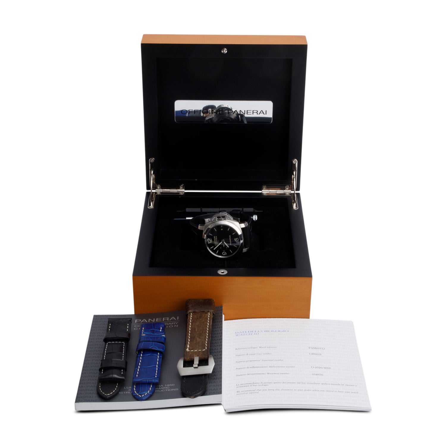 Panerai Stainless Steel Luminor Marina 1950 3 Days 44 MM Automatic Watch PAM00312 w/ Box, Papers & 3 Extra Straps