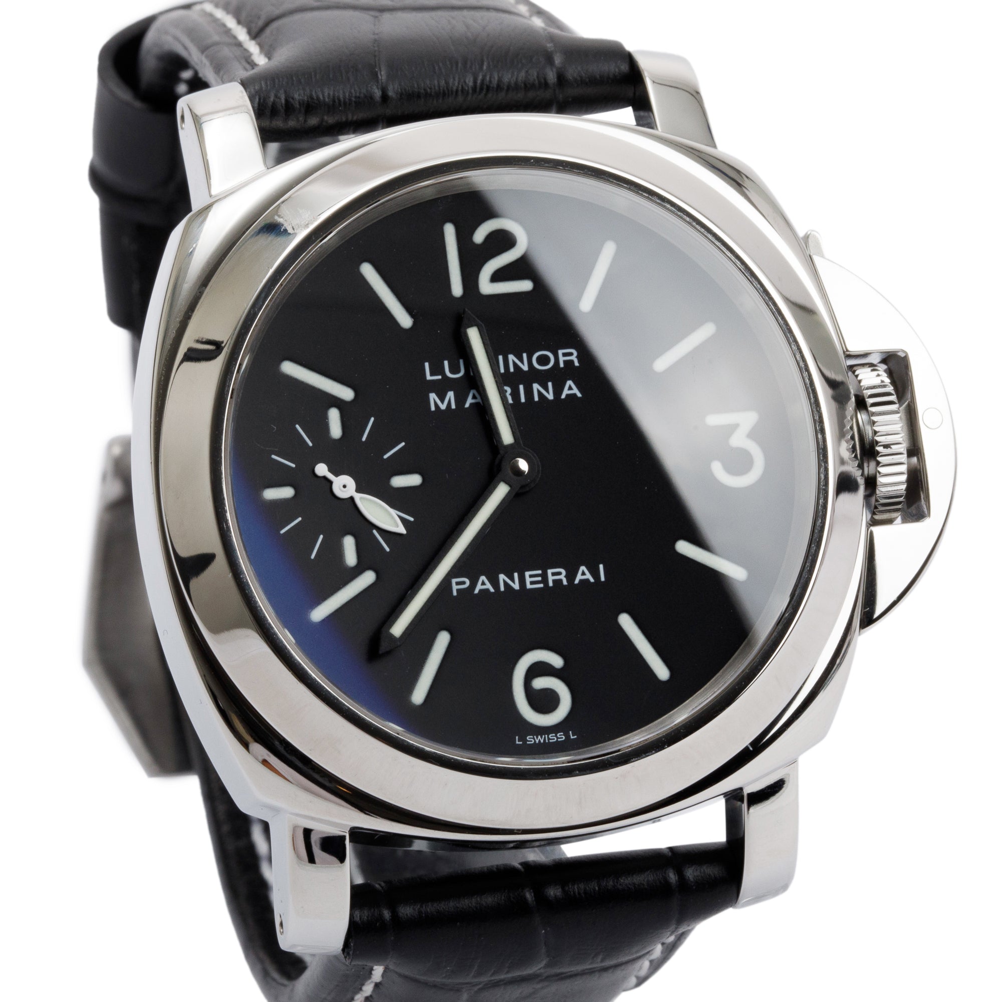 Panerai Stainless Steel Luminor Marina PAM00001 44mm Watch w/ Box & Papers