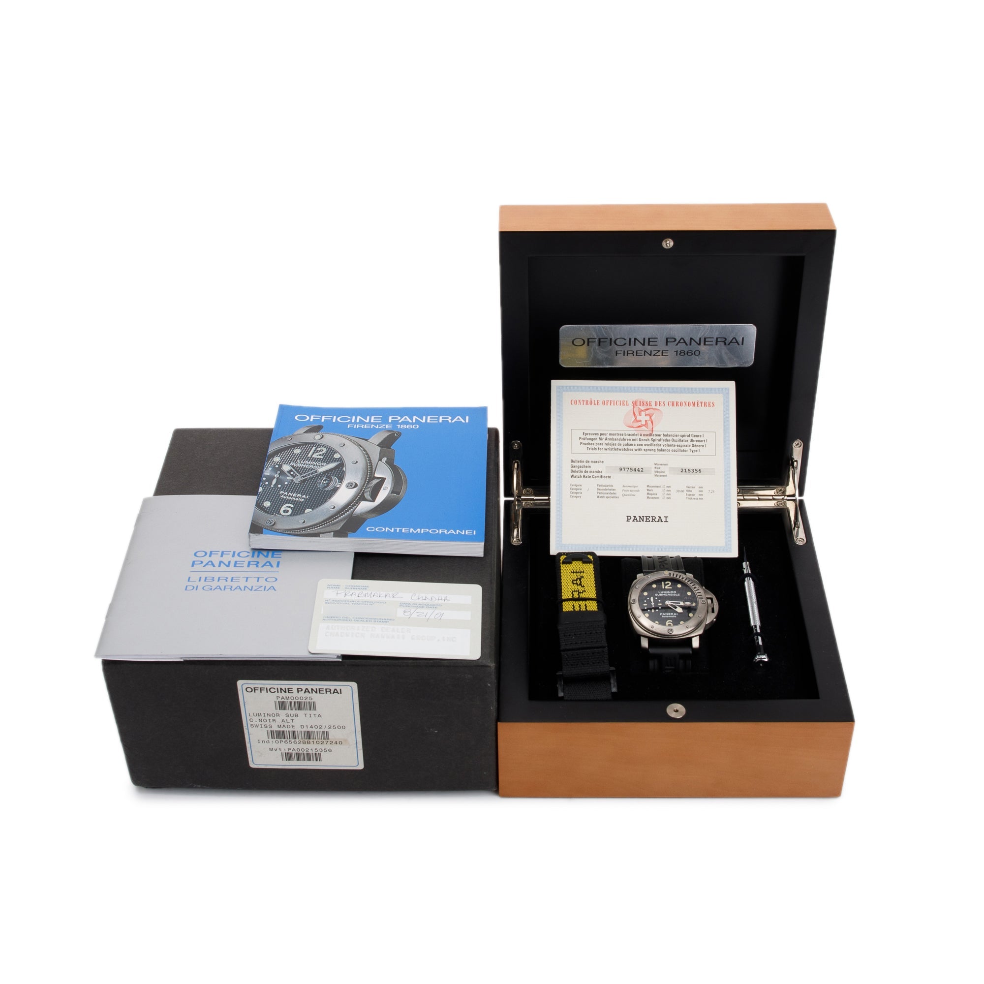 Panerai Titanium Luminor Submersible PAM00025 44mm Automatic Watch w/ Box & Papers