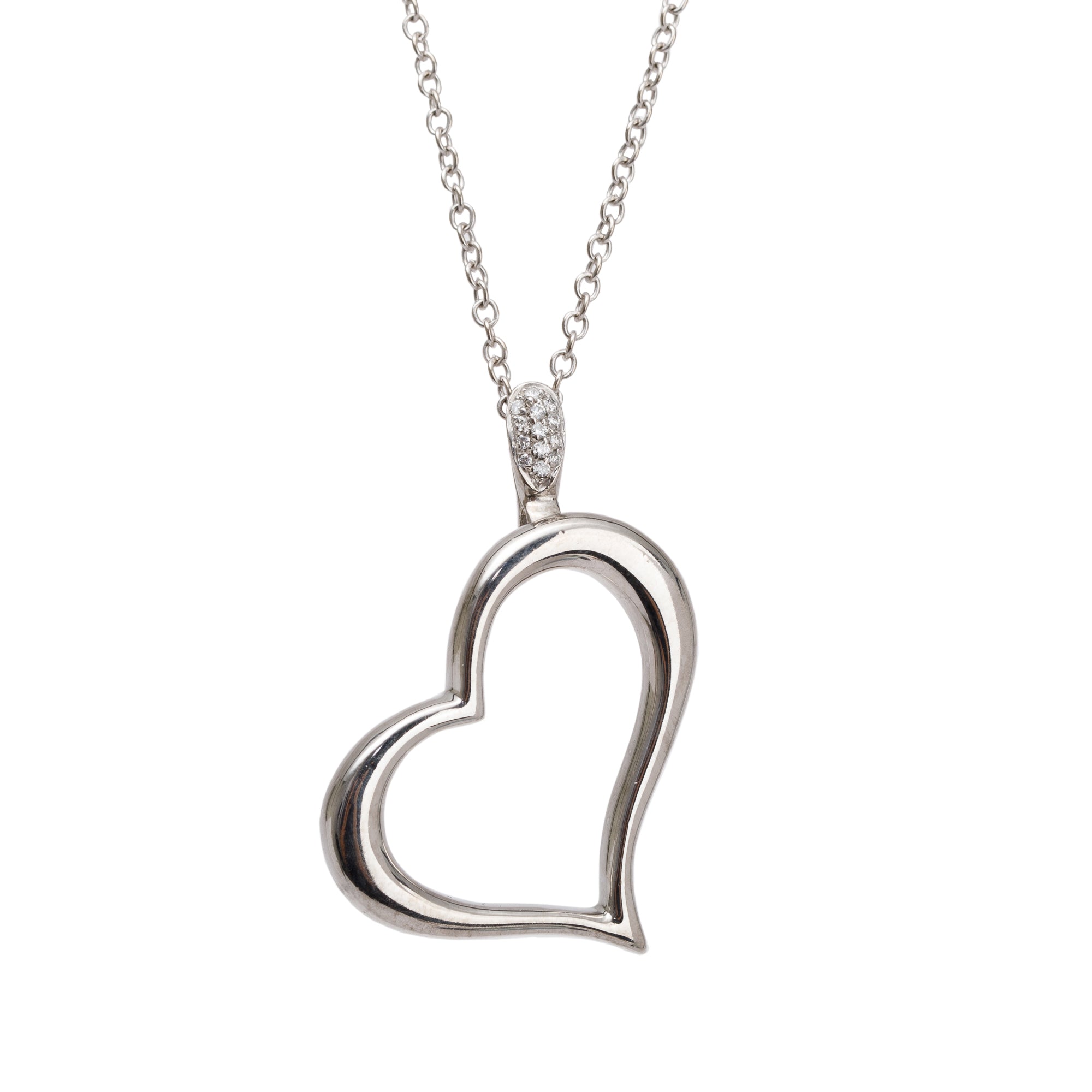 Piaget 18k White Gold Diamond Heart Pendant Necklace
