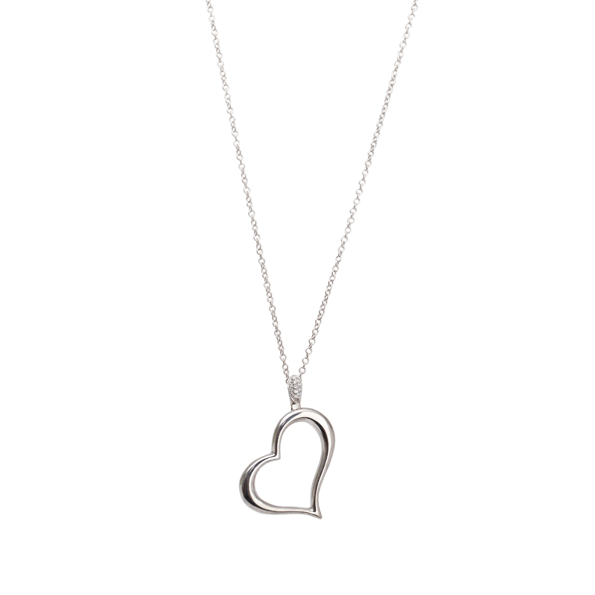 Piaget 18k White Gold Diamond Heart Pendant Necklace
