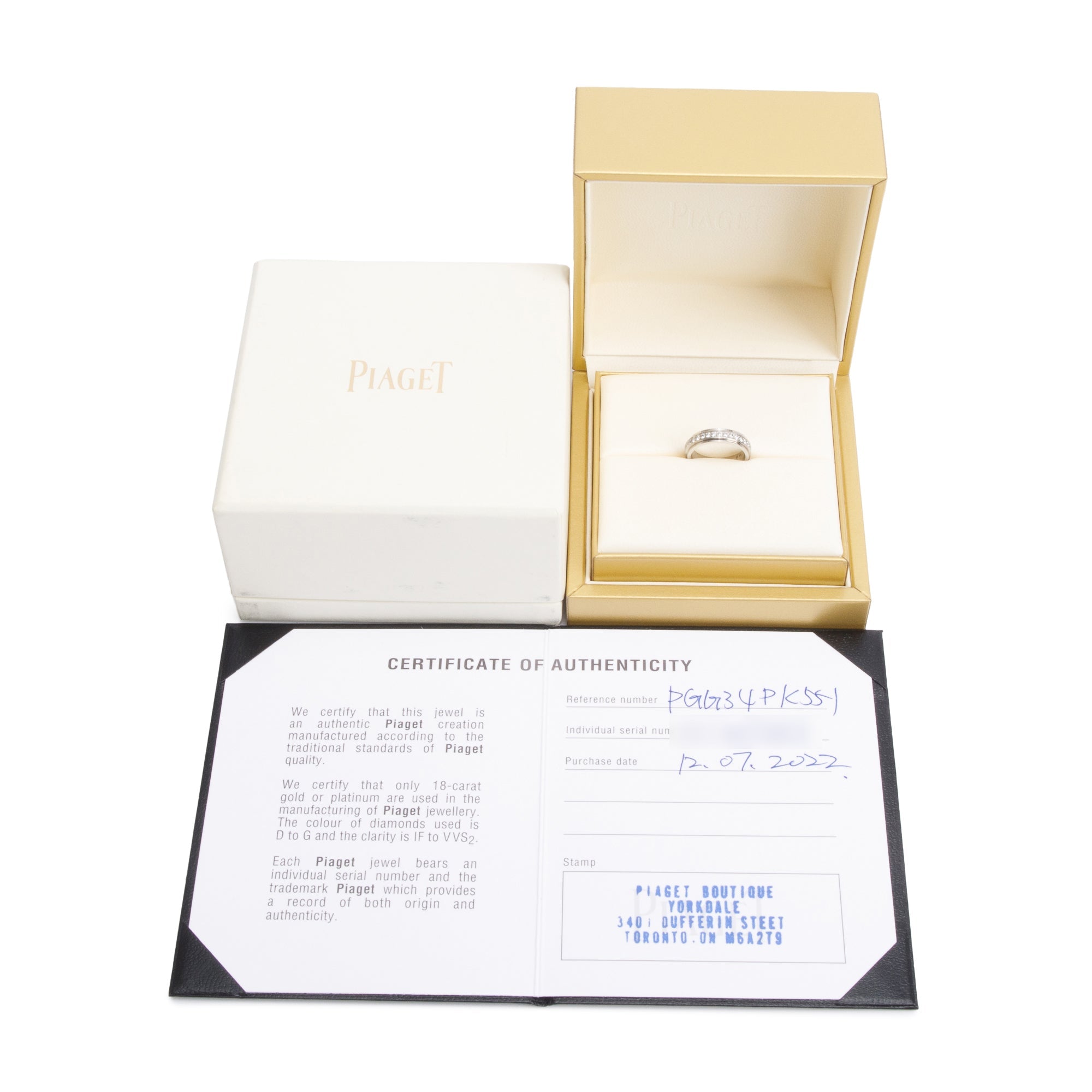 Piaget 18k White Gold Possession Diamond Wedding Band Ring, Size 51 5.5 w/ Box & Certificate