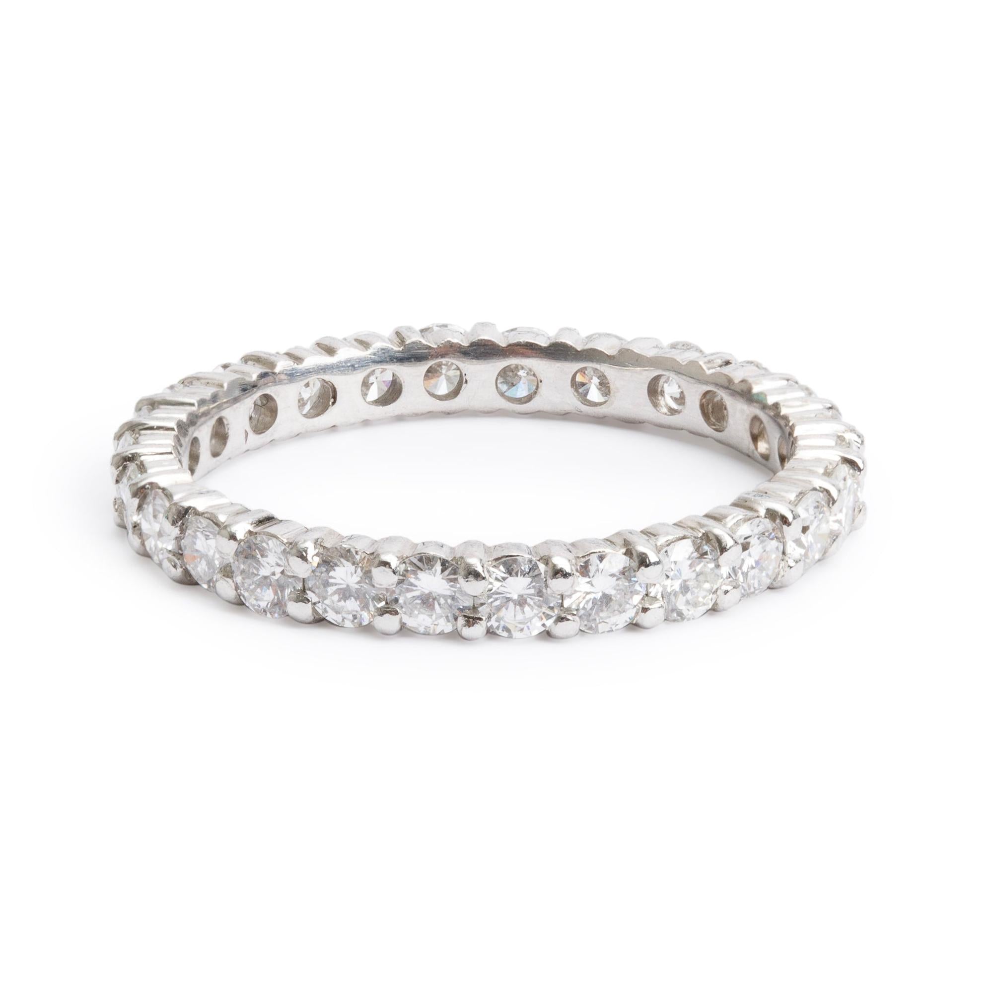 Platinum 1.24 tcw. Diamond Eternity Band Ring, Size 6.5