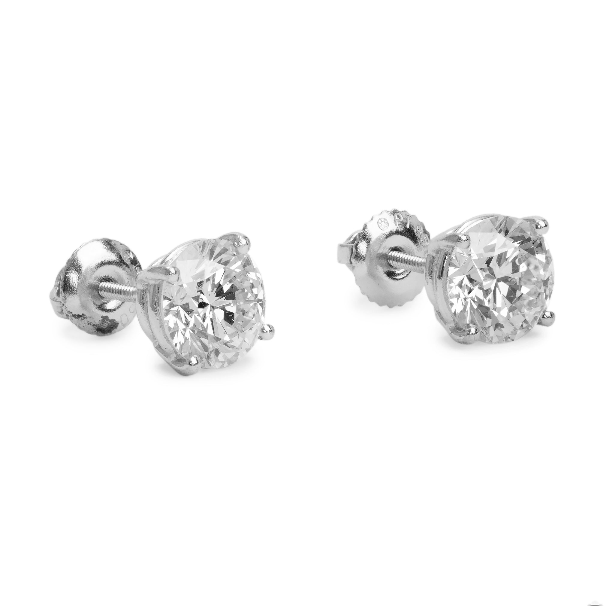 Platinum 3.01 tcw. Diamond Stud Earrings w/ GIA Diamond Certificates