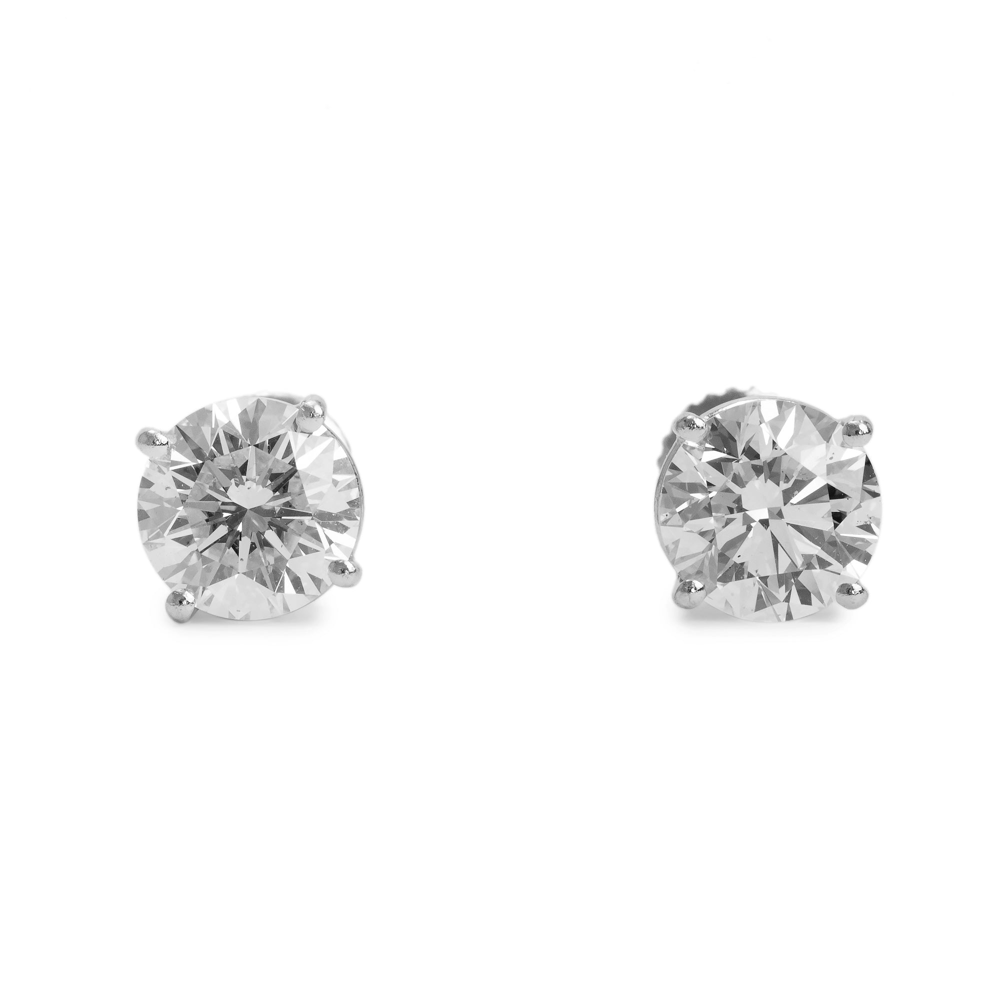 Platinum 3.01 tcw. Diamond Stud Earrings w/ GIA Diamond Certificates